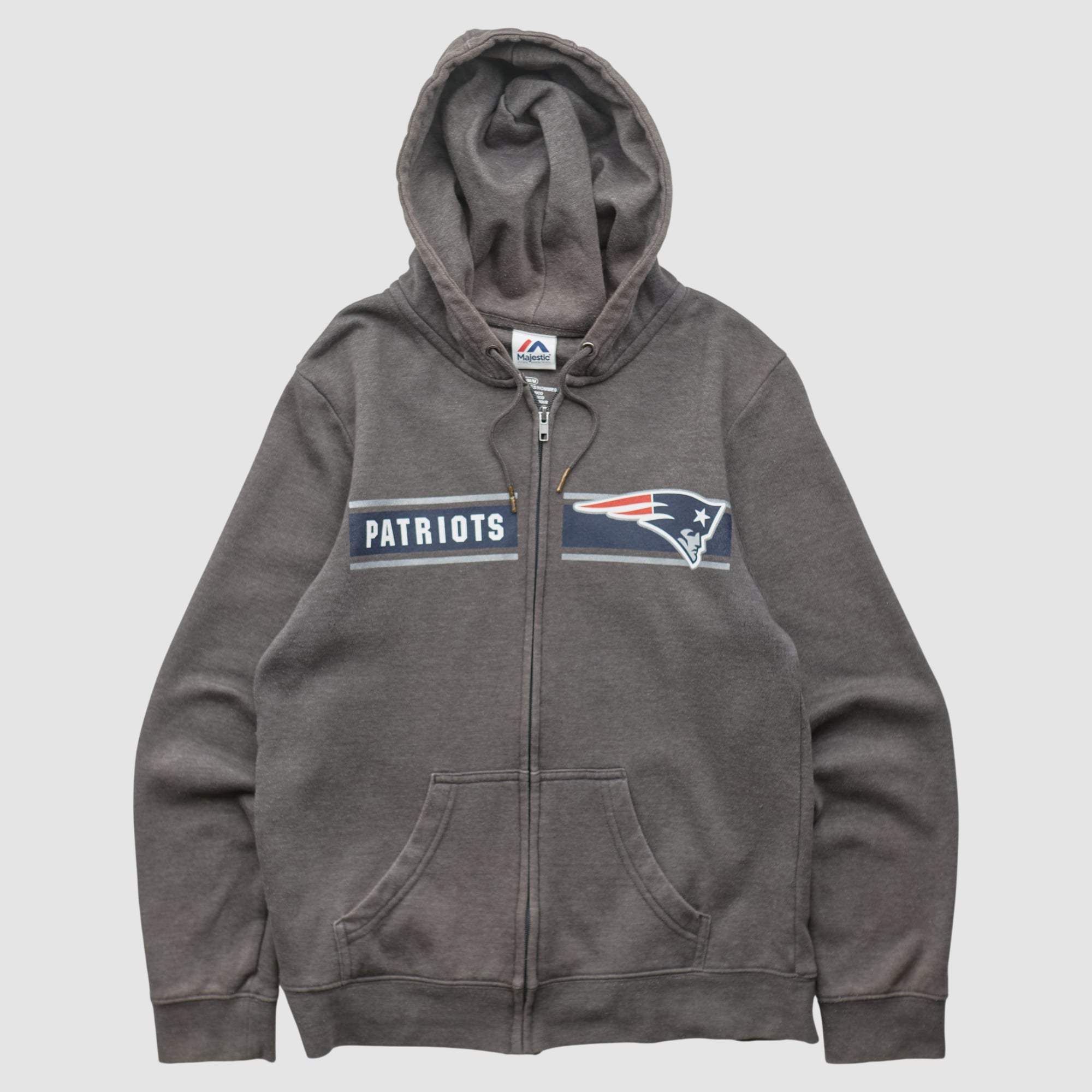 New England Patriots Majestic 2010s Hooded Full Zip Jacket - Charcoal - XS