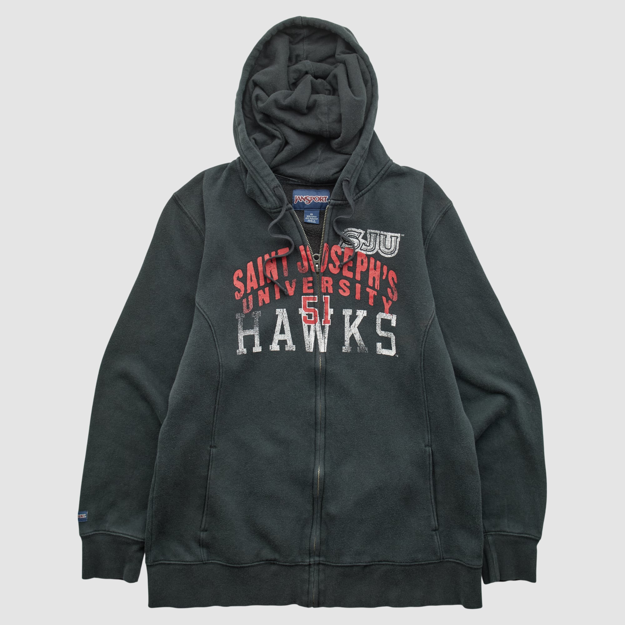 Saint Joseph's Hawks Jansport 2000s Hooded Full Zip Sweatshirt - Black - XS