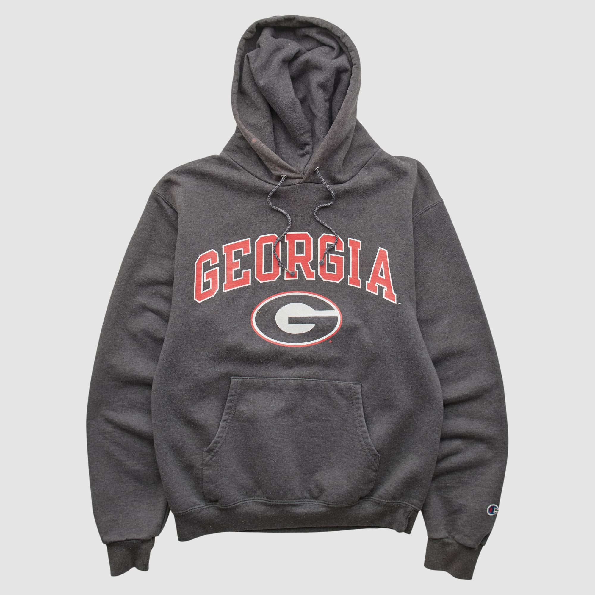 Georgia Bulldogs Champion 2000s Hooded Pullover Sweatshirt - Dark Heather Gray - XXS