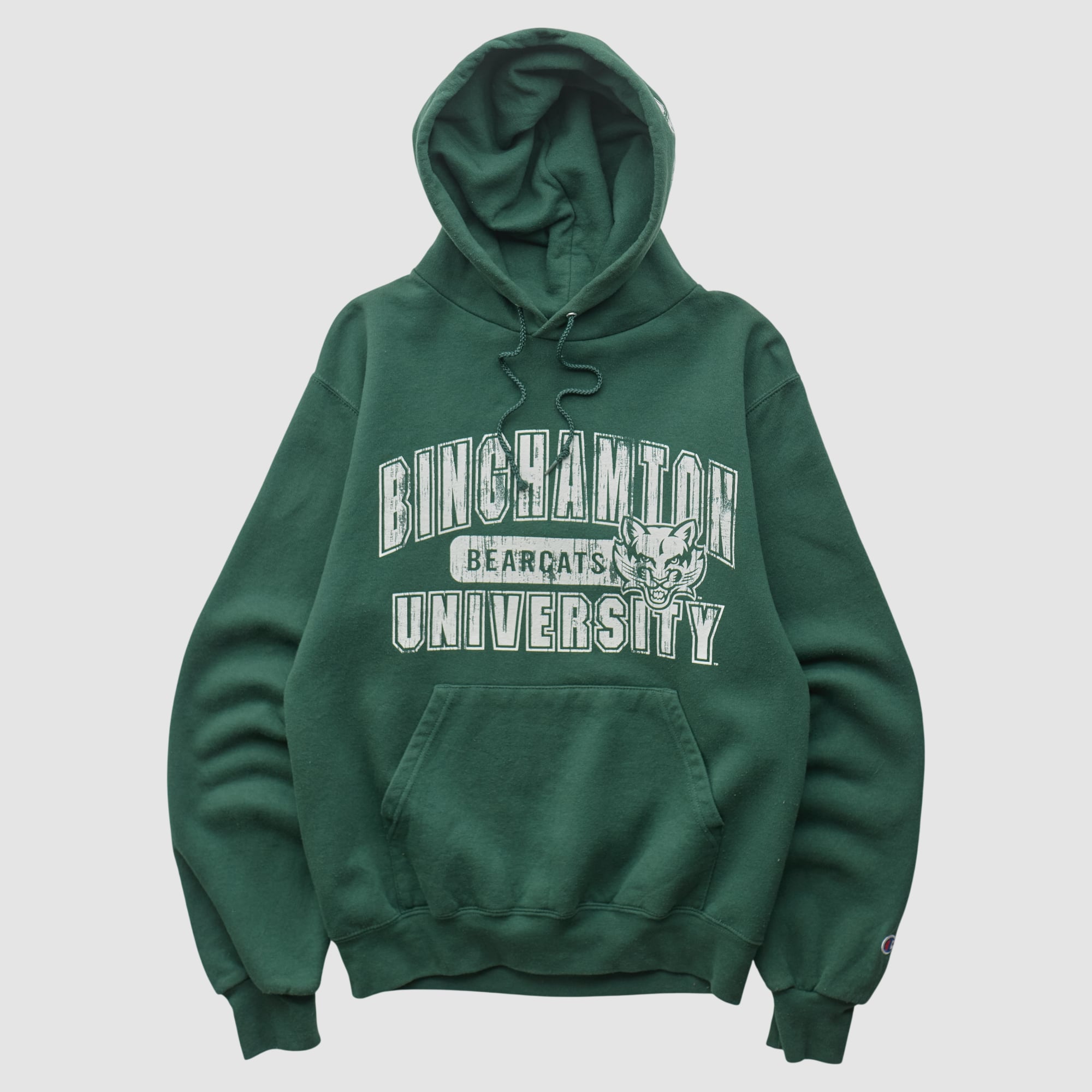Binghamton Bearcats Champion 2000s Hooded Pullover Sweatshirt - Green - XS