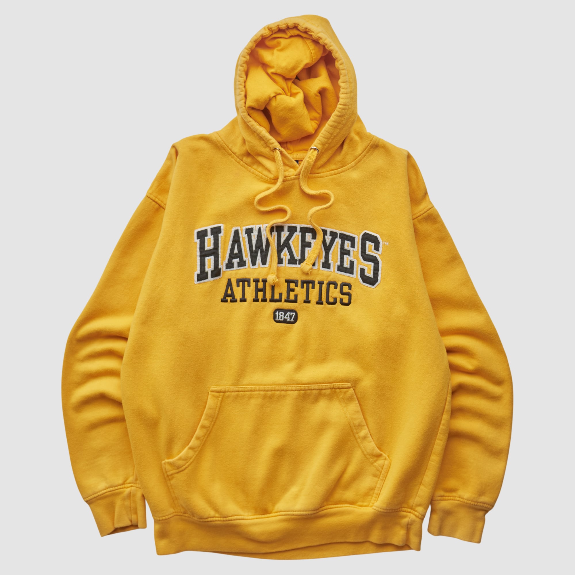 Iowa Hawkeyes Old Varsity Brand 2010s Hooded Pullover Sweatshirt - Yellow - S