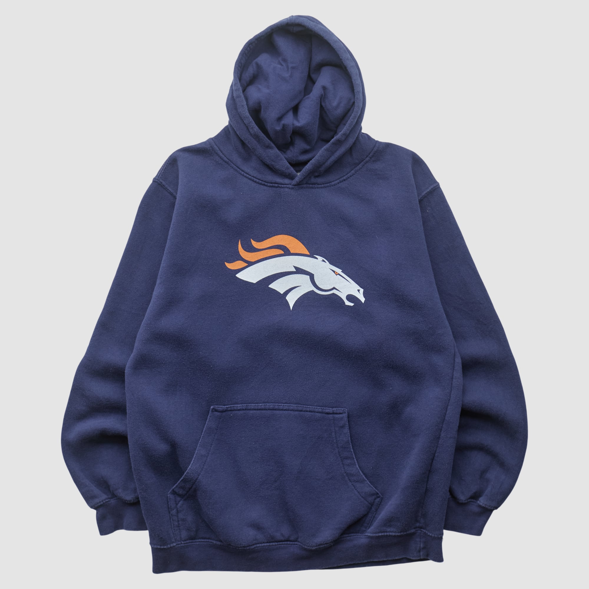 Denver Broncos Reebok 2000s Hooded Pullover Sweatshirt - Navy - XS