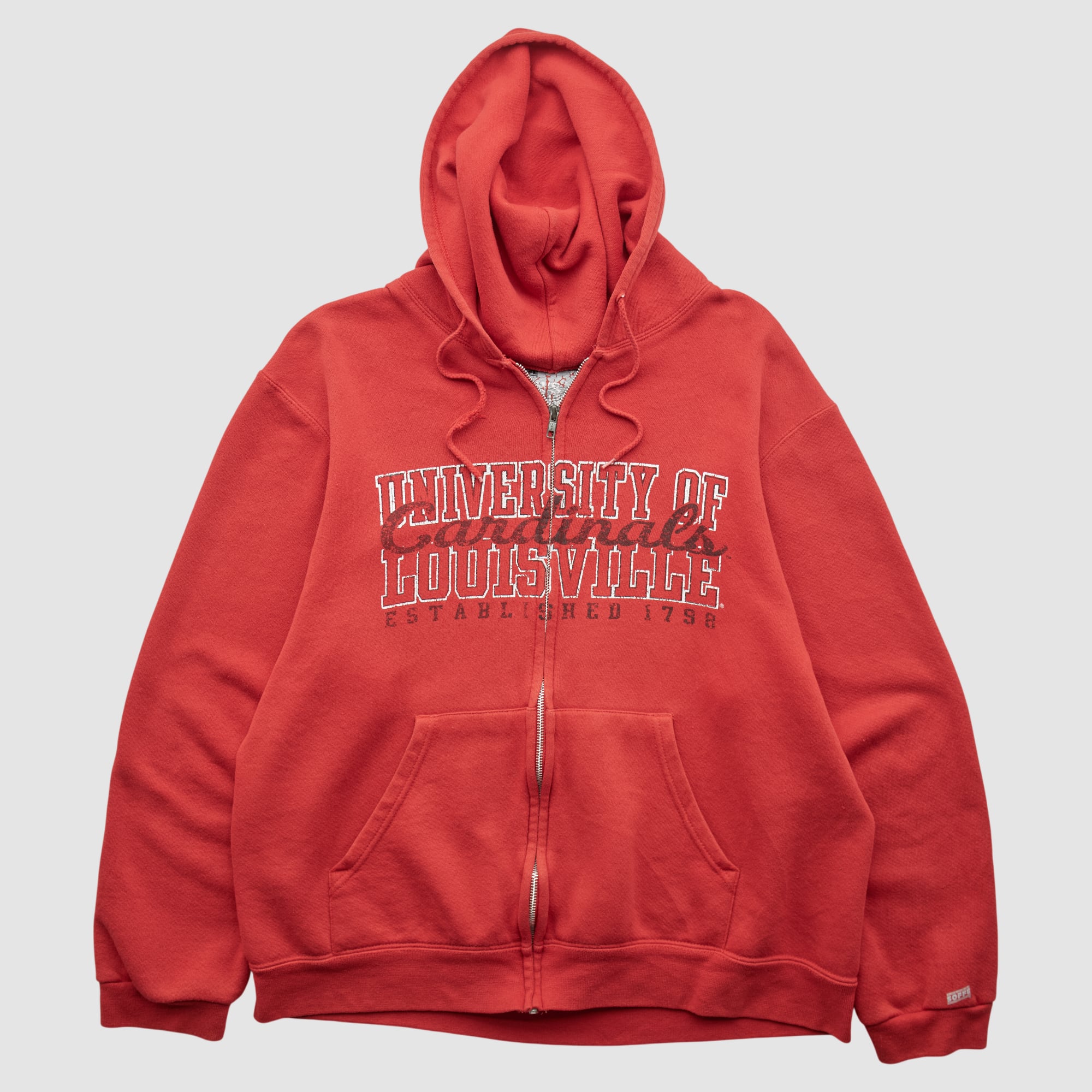 Louisville Cardinals Soffe 2000s Hooded Full Zip Sweatshirt - Red - L
