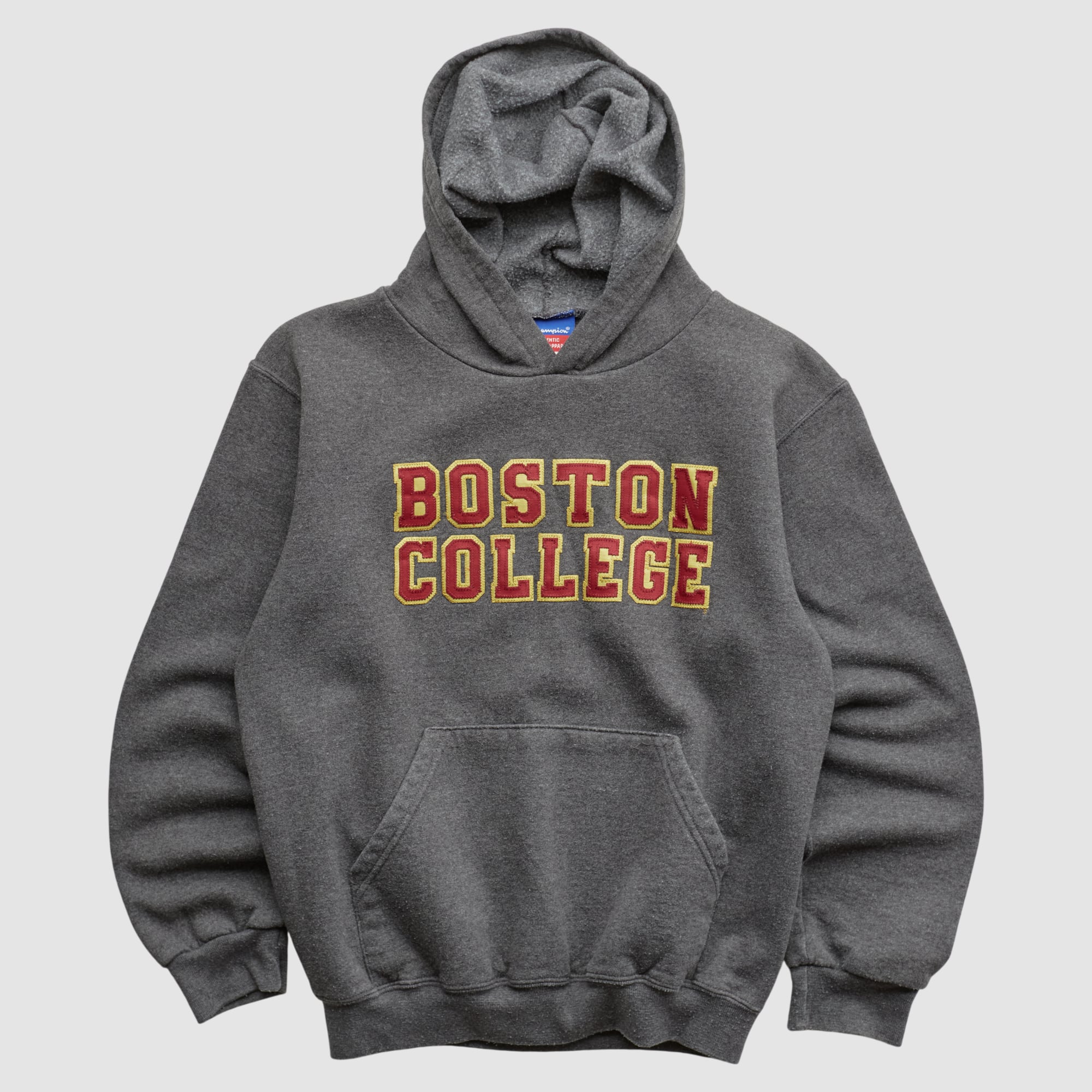 Boston College Eagles Champion 2000s Hooded Pullover Sweatshirt - Dark Heather Gray - Yth XL