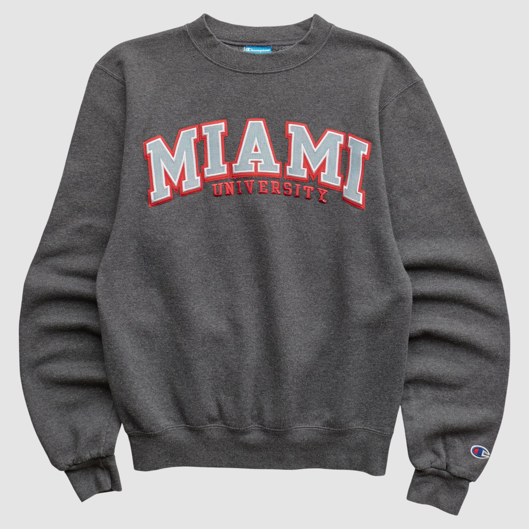 Miami University RedHawks Champion 2010s Pullover Sweatshirt - Dark Heather Gray - XXS