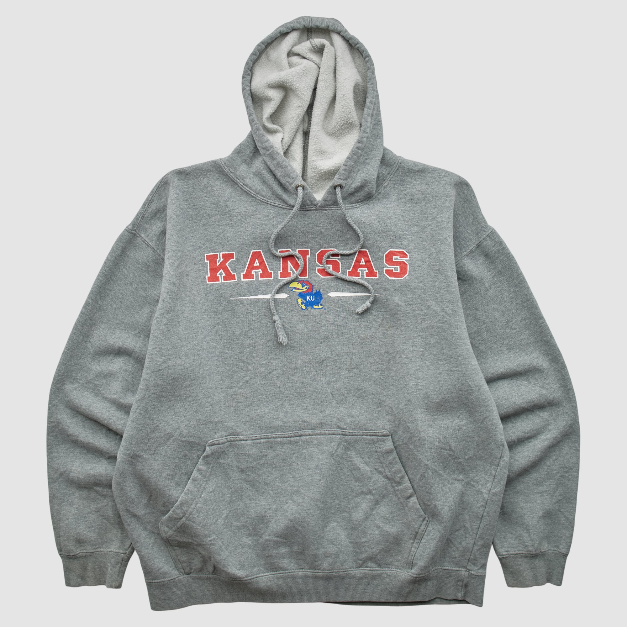 Kansas Jayhawks Oarsman 2000s Hooded Pullover Sweatshirt - Heather Gray - L