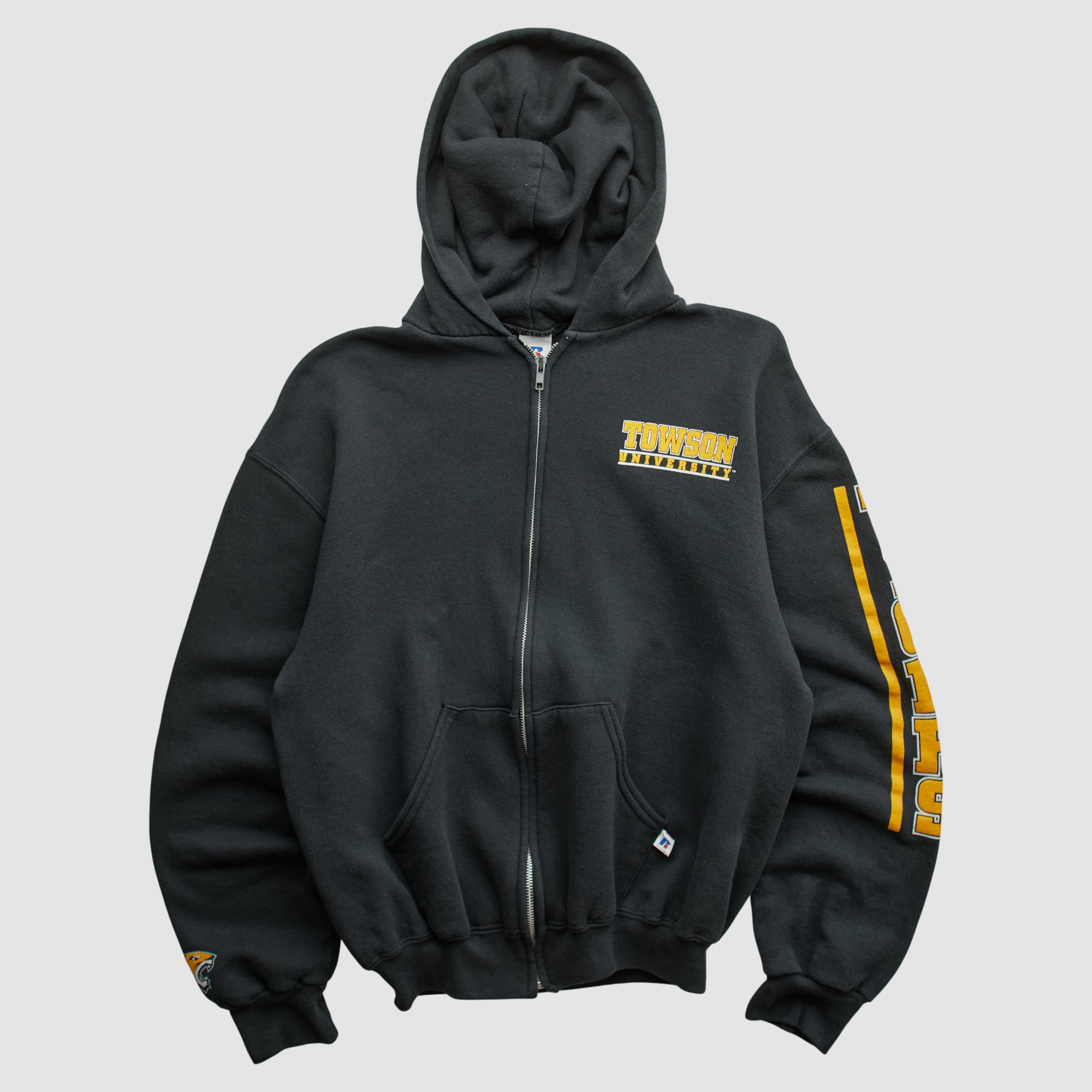 Towson Tigers Russell 2000s Hooded Full Zip Sweatshirt - Black - XS