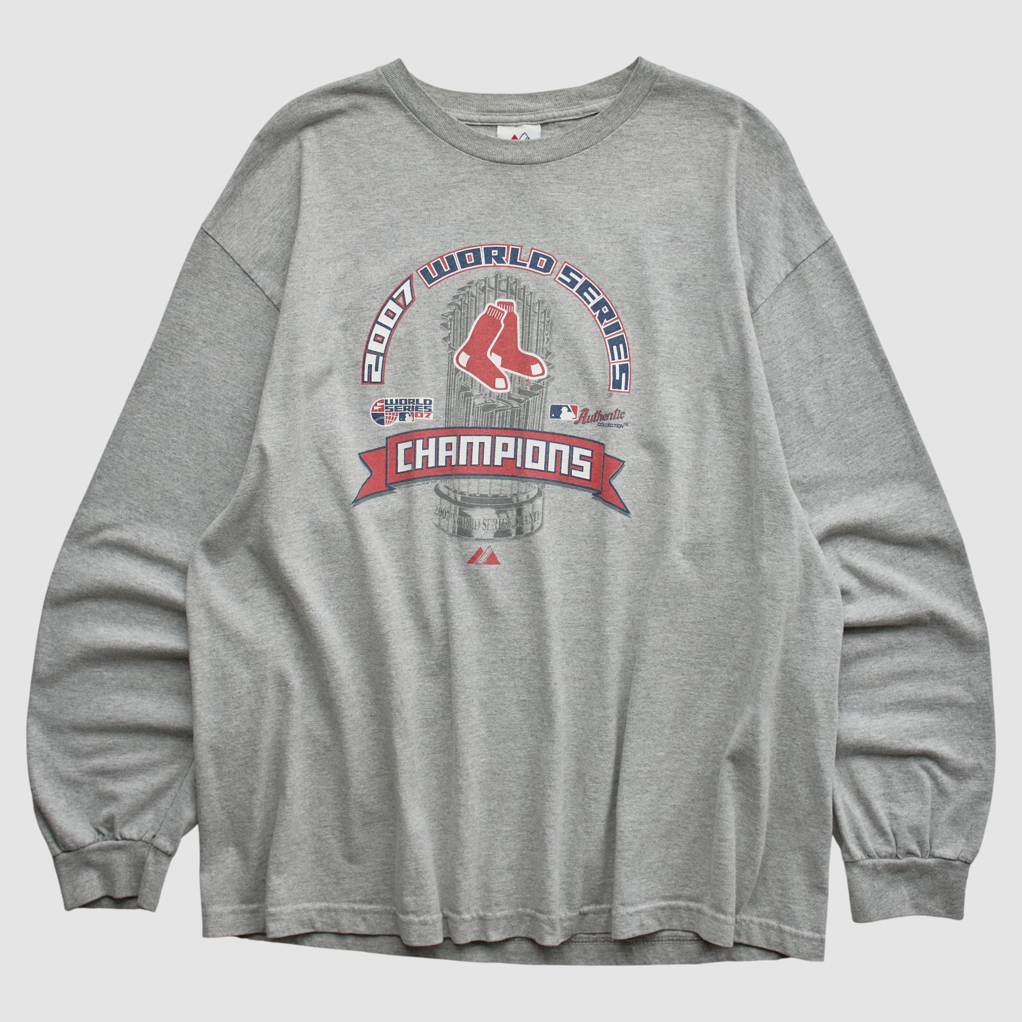 Boston Red Sox Majestic 2007 Long Sleeve T-shirt - Heather Gray - XL