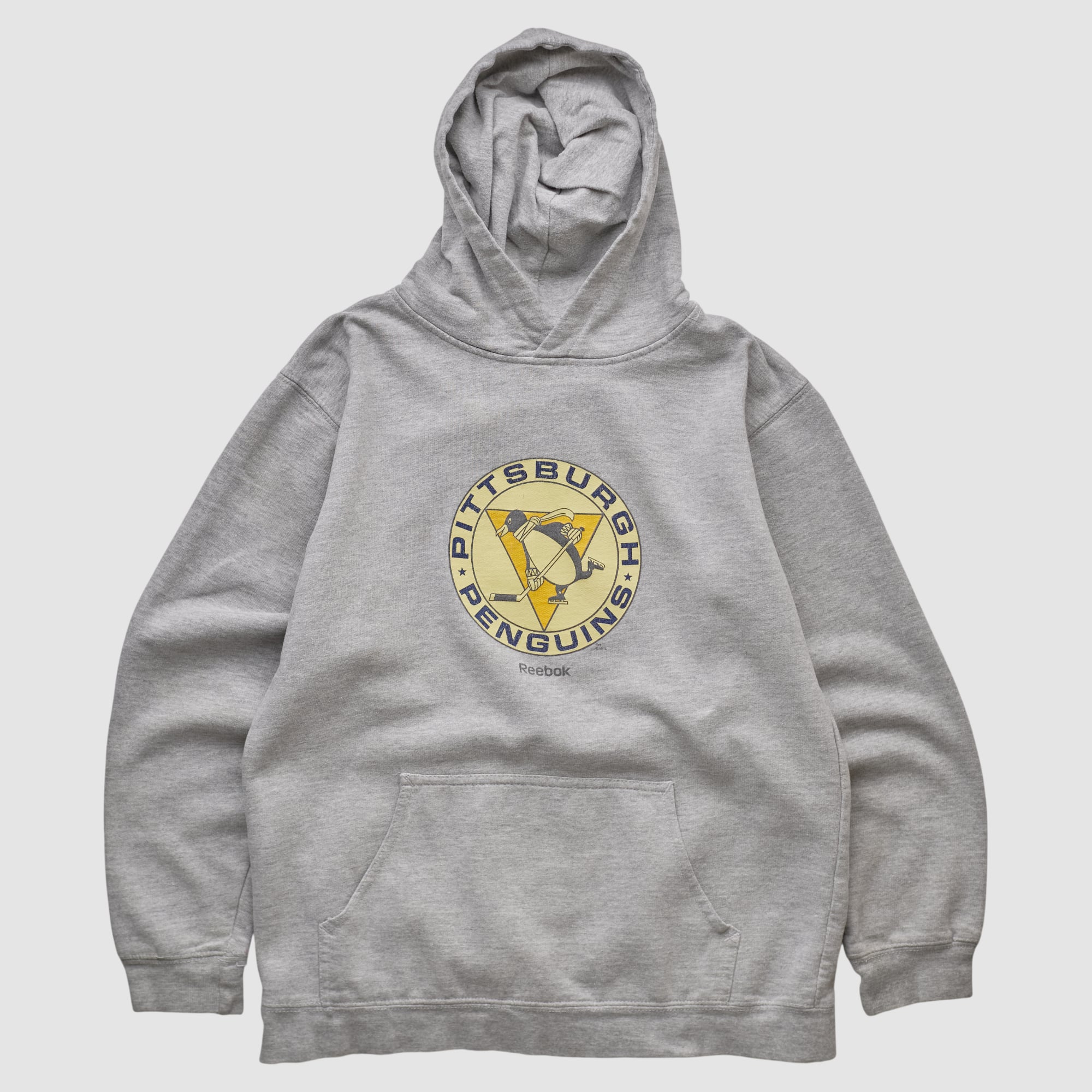 Pittsburgh Penguins Reebok 2000s Hooded Pullover Sweatshirt - Heather Gray - XXS