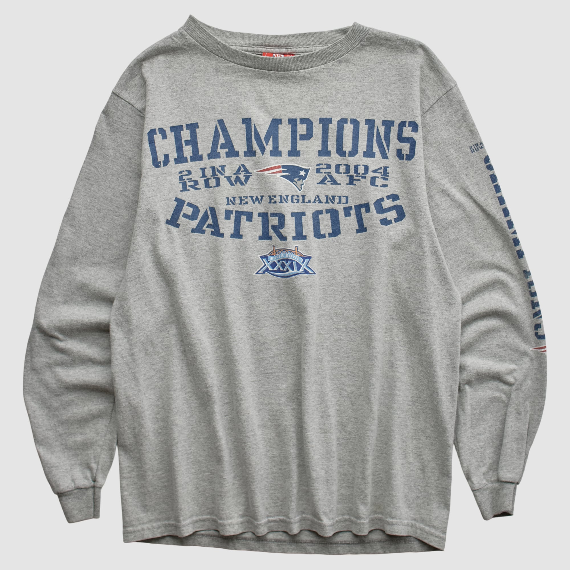 New England Patriots NFL 2004 Long Sleeve T-shirt - Heather Gray - Yth XL