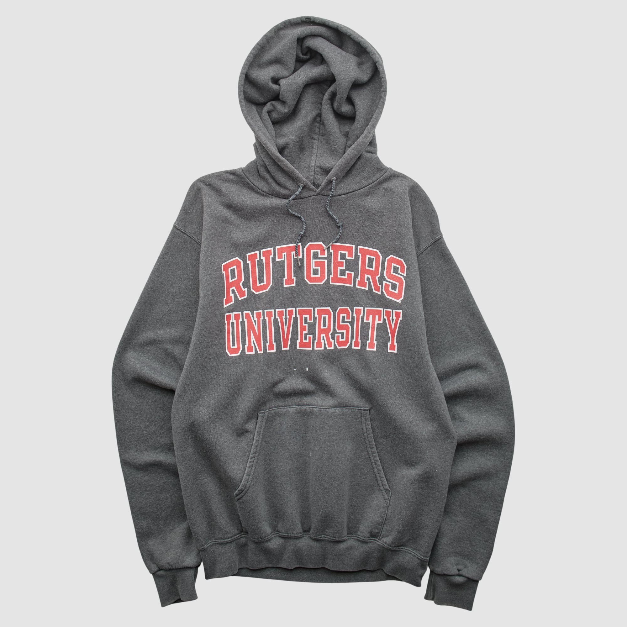 Rutgers Scarlet Knights Champion 2000s Hooded Pullover Sweatshirt - Dark Heather Gray - XS