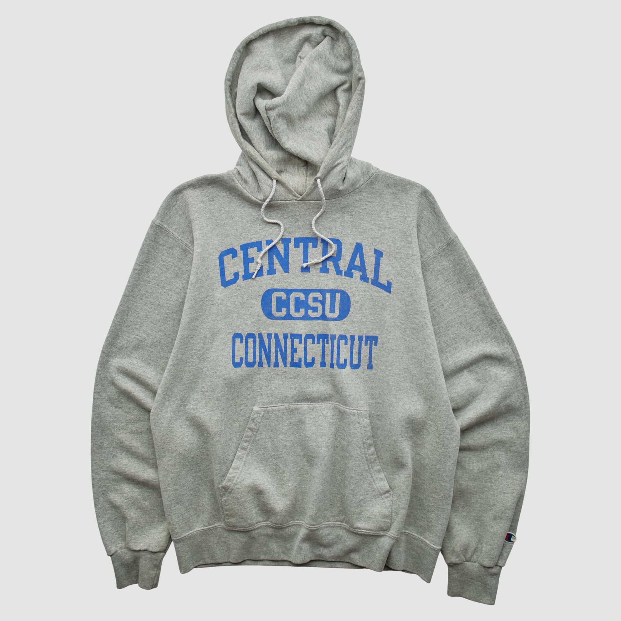 Central Connecticut State Blue Devils Champion 2000s Hooded Pullover Sweatshirt - Heather Gray - XS