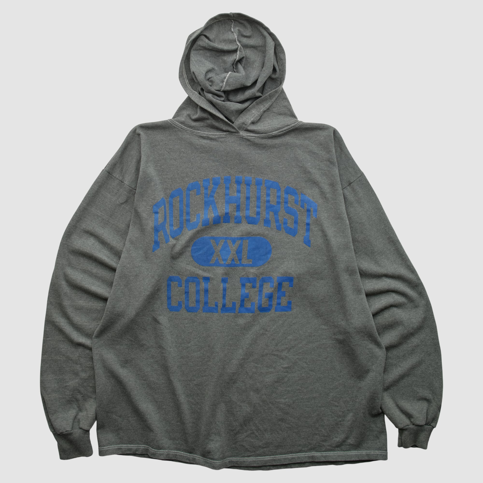 Rockhurst Hawks Champion 90s Hooded Pullover Sweatshirt - Dark Heather Gray - M