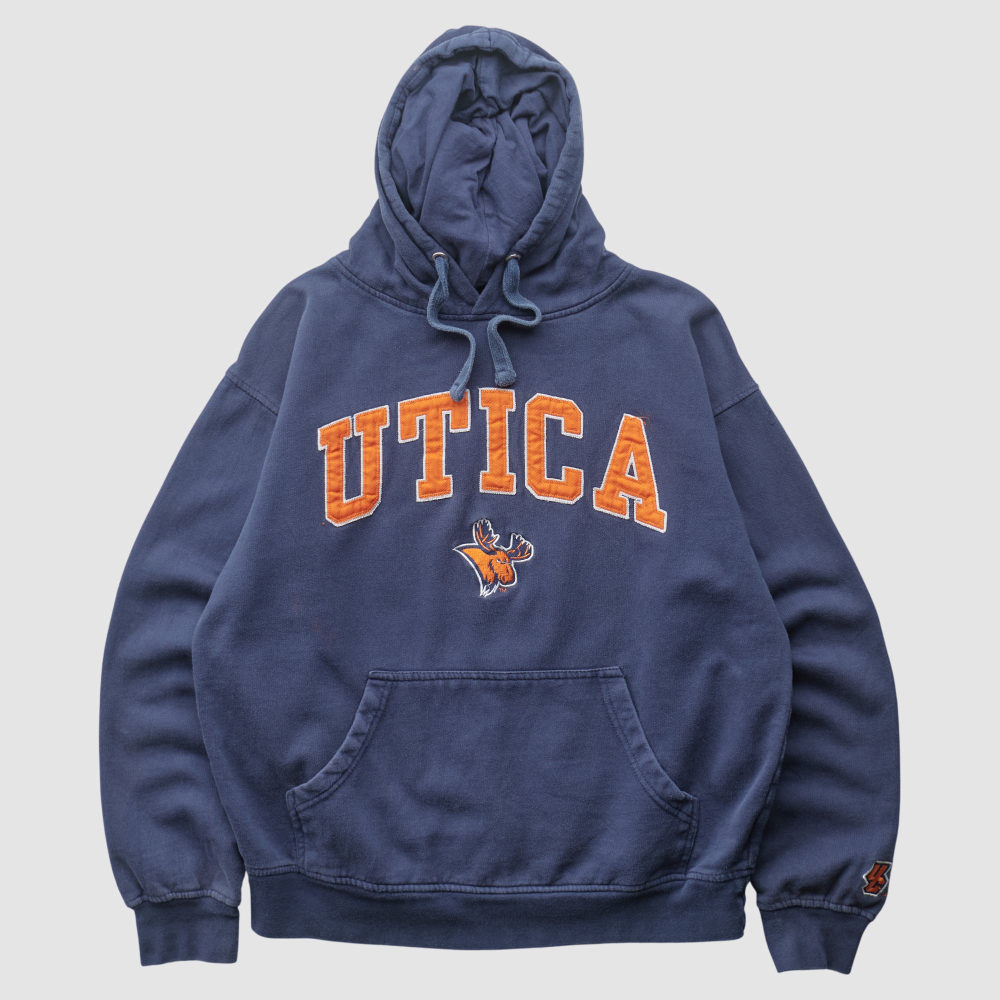 Utica Pioneers Old Varsity Brand 2010s Hooded Pullover Sweatshirt - Navy - S