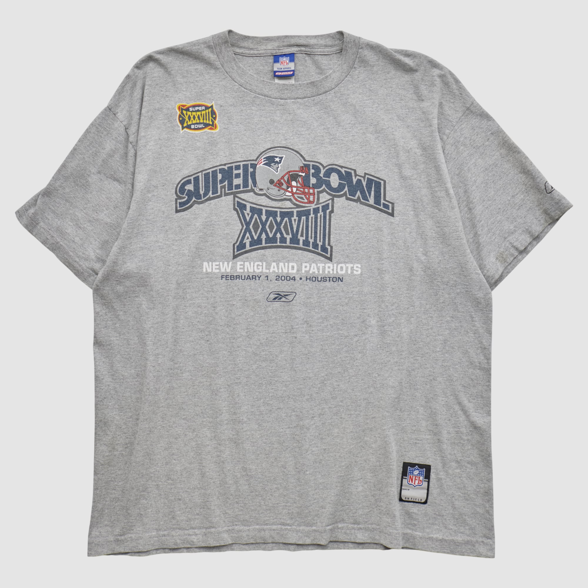 New England Patriots Reebok 2004 T-shirt - Heather Gray - 2XL