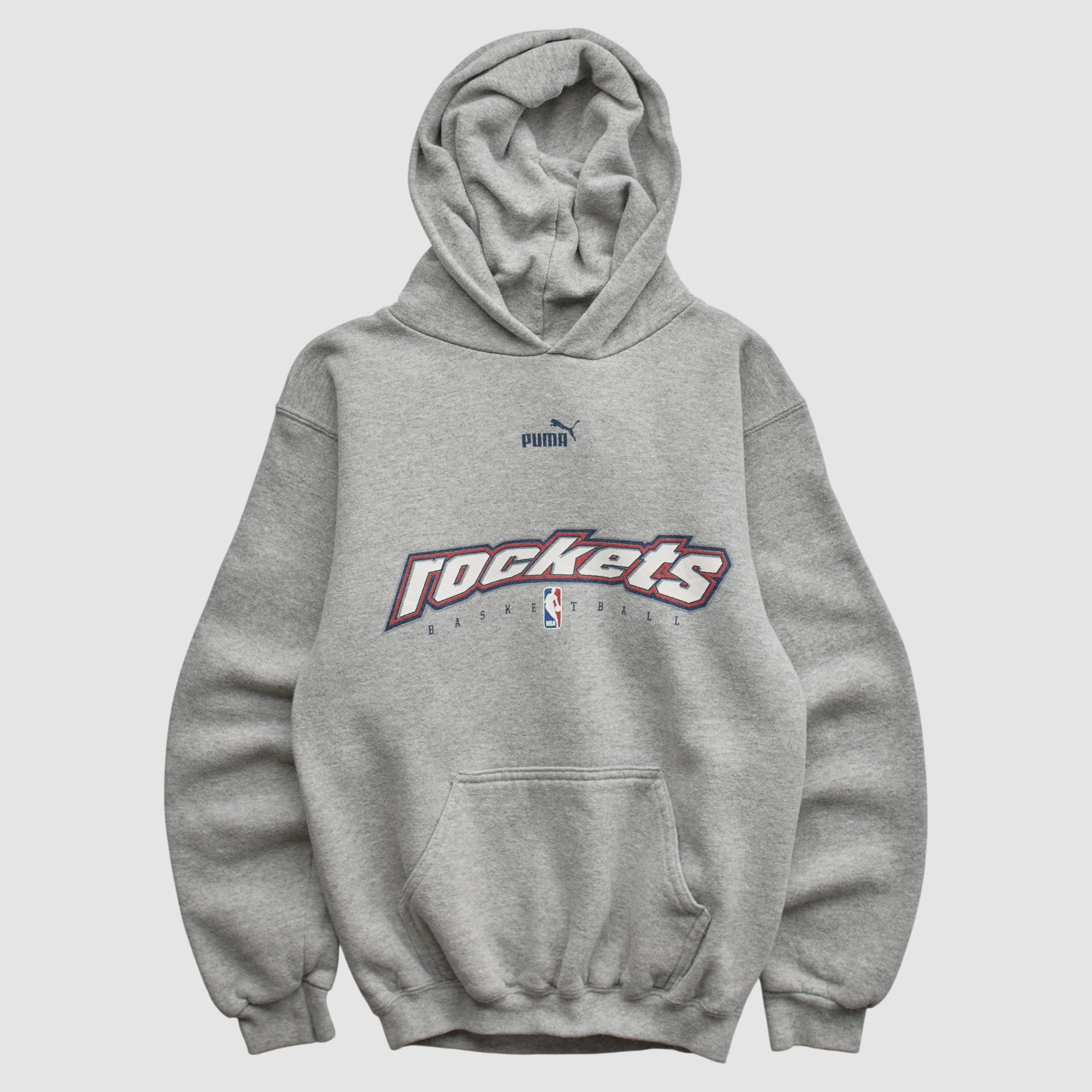 Houston Rockets Puma 2000s Hooded Pullover Sweatshirt - Heather Gray - Yth M