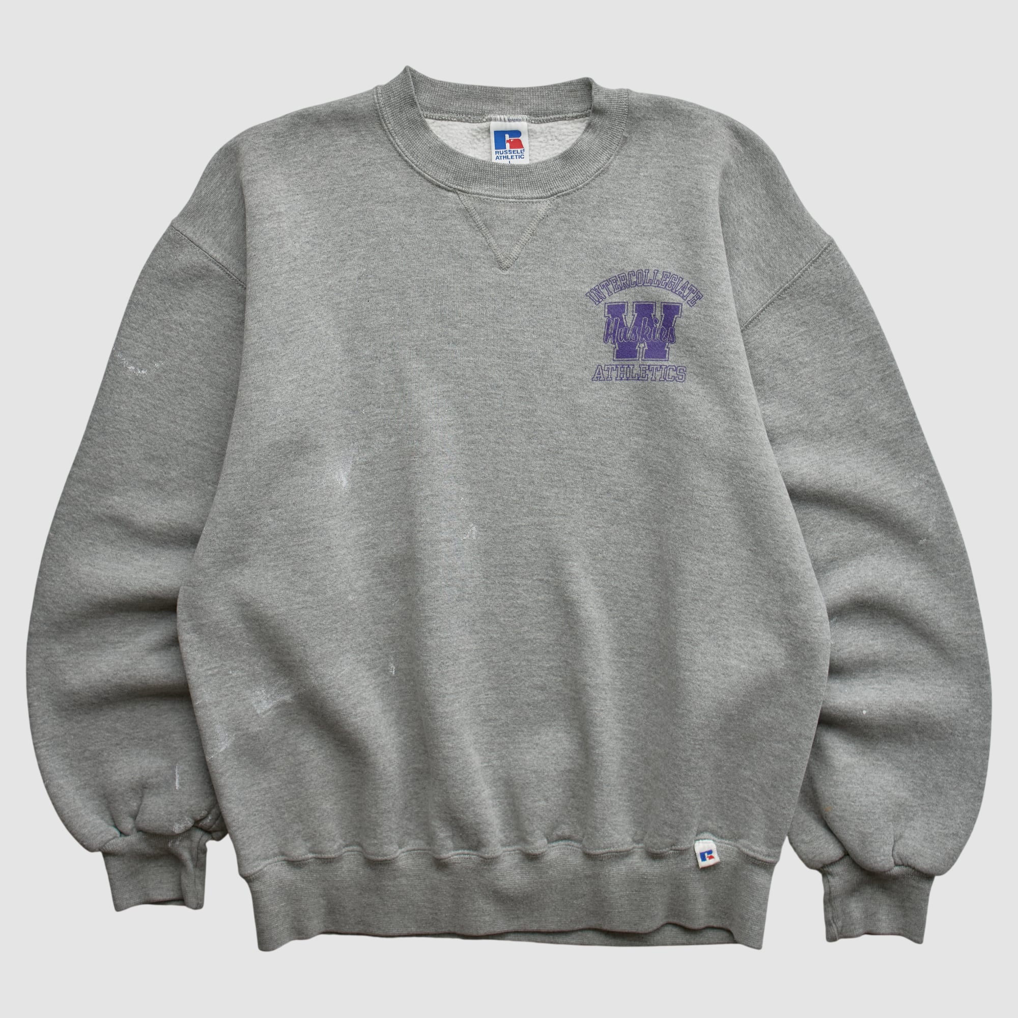Washington Huskies Russell 90s Pullover Sweatshirt - Heather Gray - XS