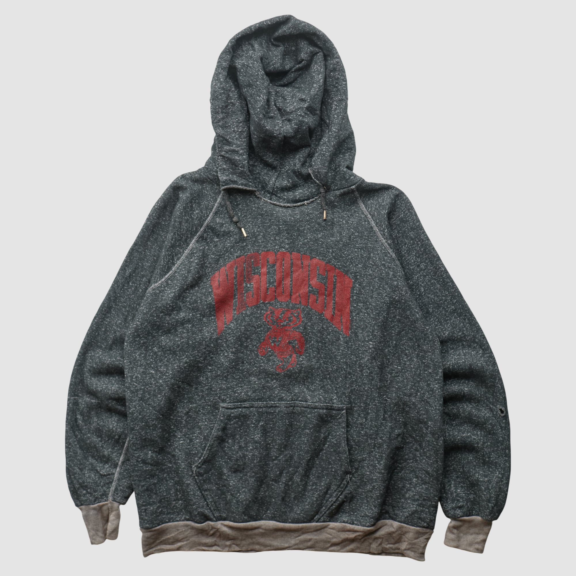Wisconsin Badgers 80s Hooded Pullover Sweatshirt - Dark Heather Gray - S