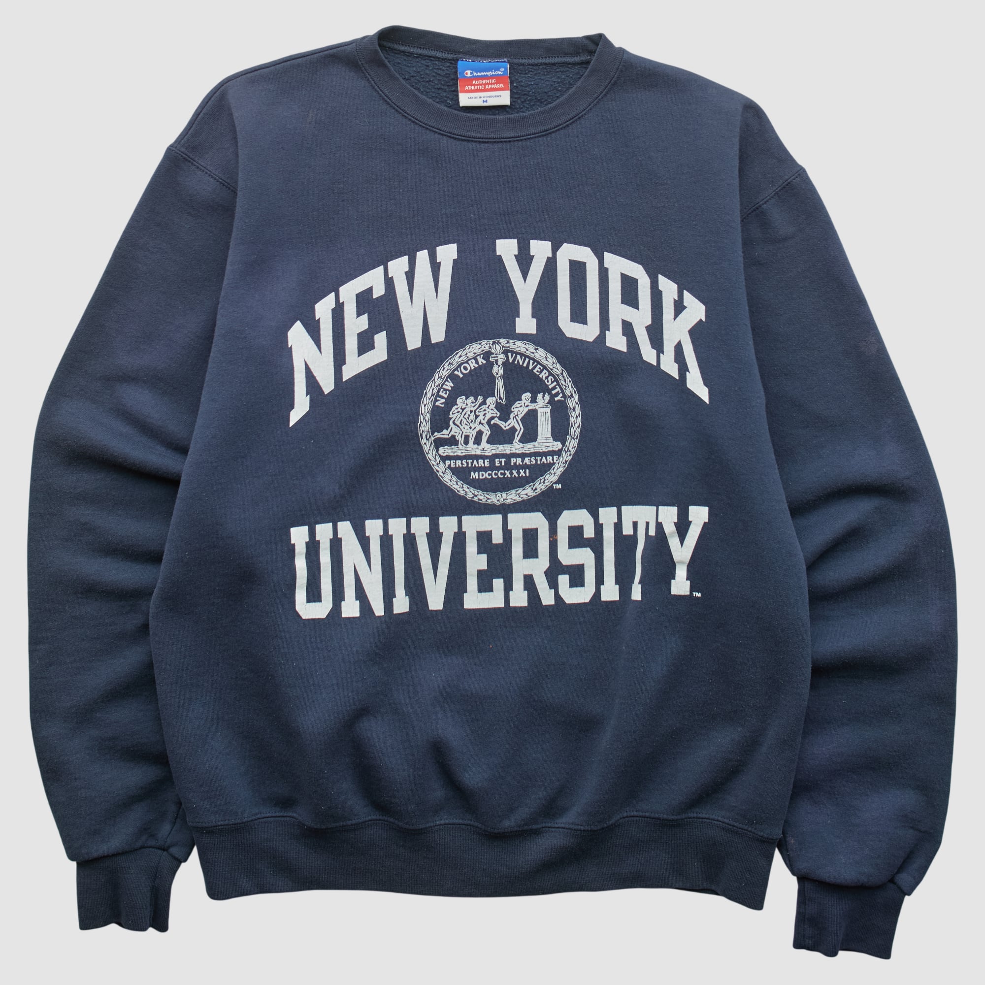 NYU Violets Champion 2000s Pullover Sweatshirt - Navy - XS