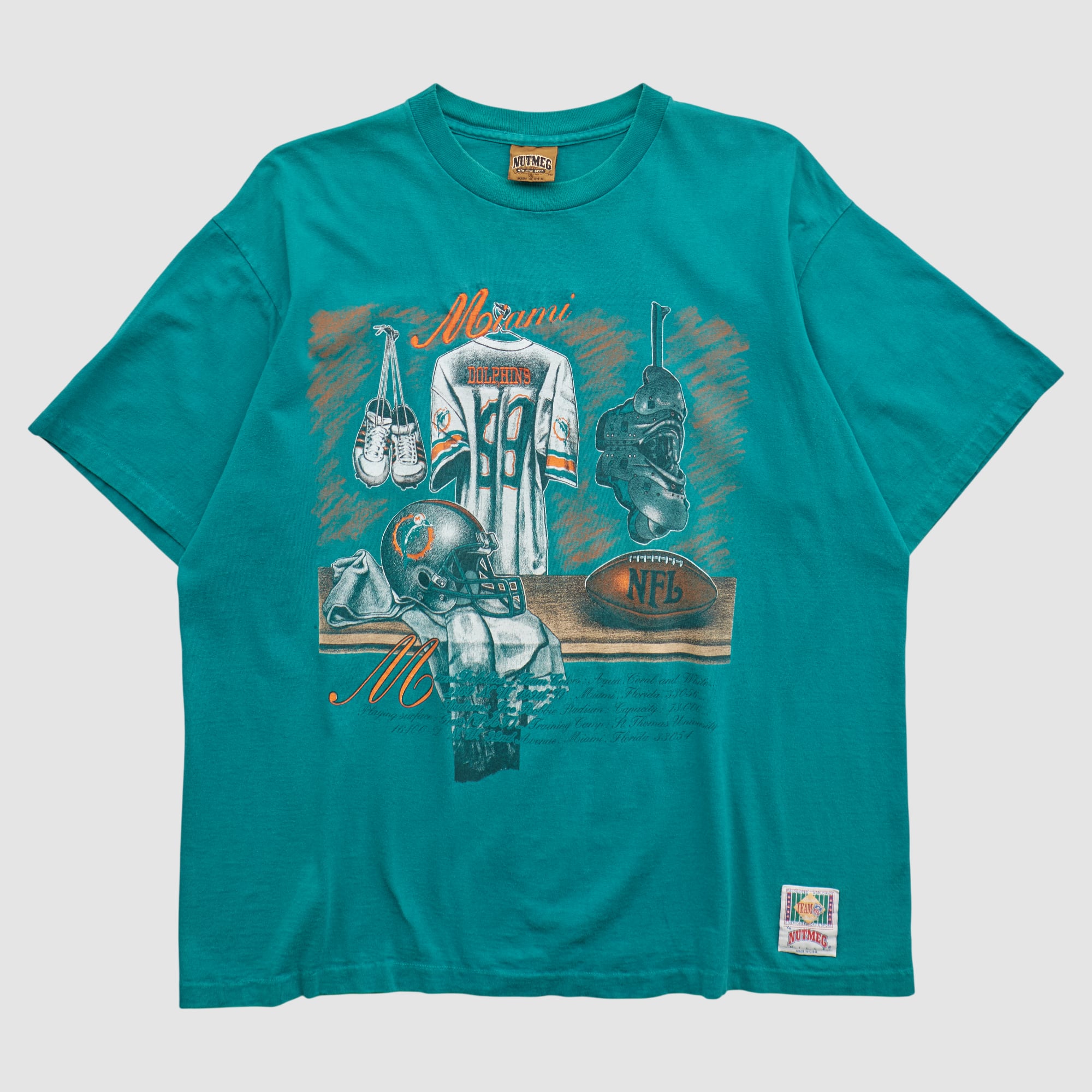 Miami Dolphins Nutmeg Mills 90s T-shirt - Teal - 2XL