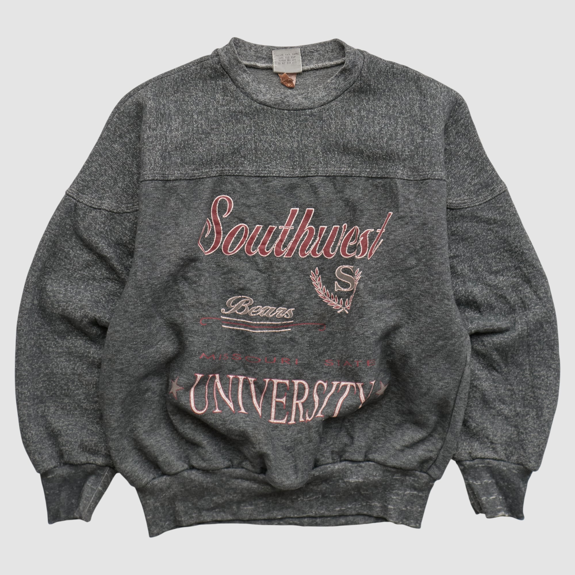 Missouri State University Bears Interaction Sportswear 90s Pullover Sweatshirt - Dark Heather Gray - XS