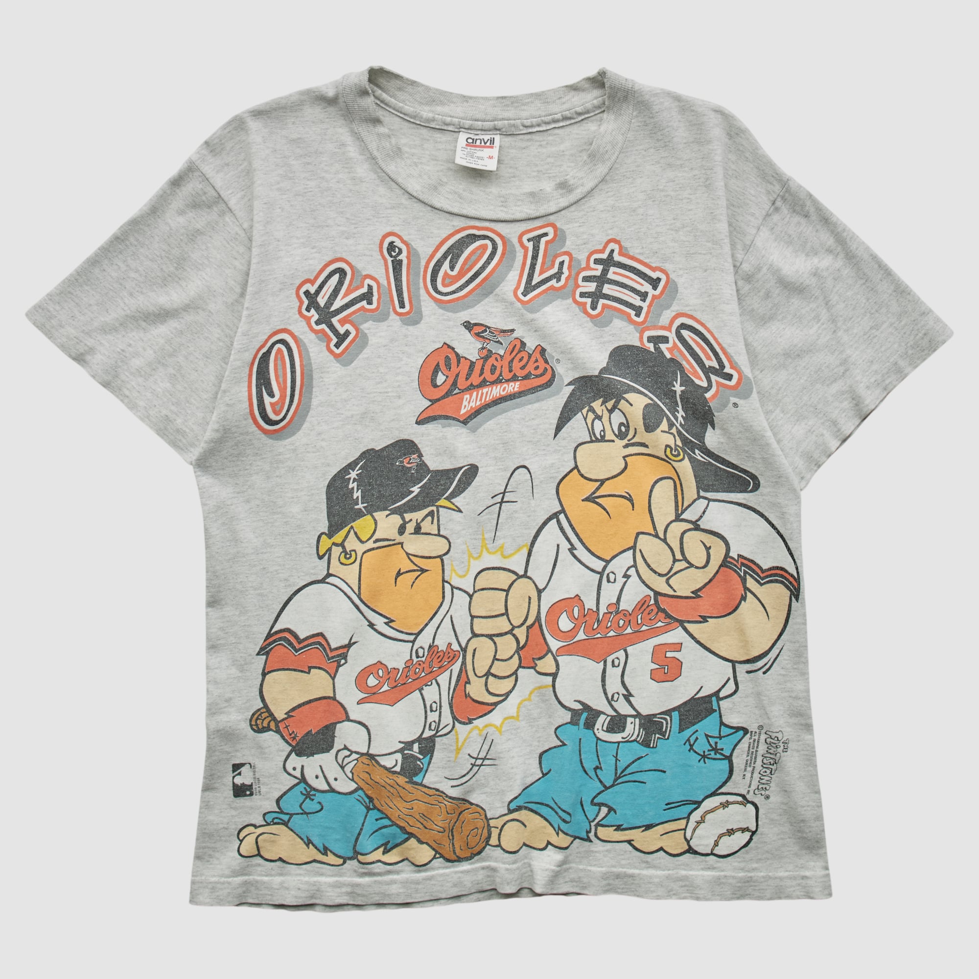 Baltimore Orioles Anvil 90s T-shirt - Heather Gray - M