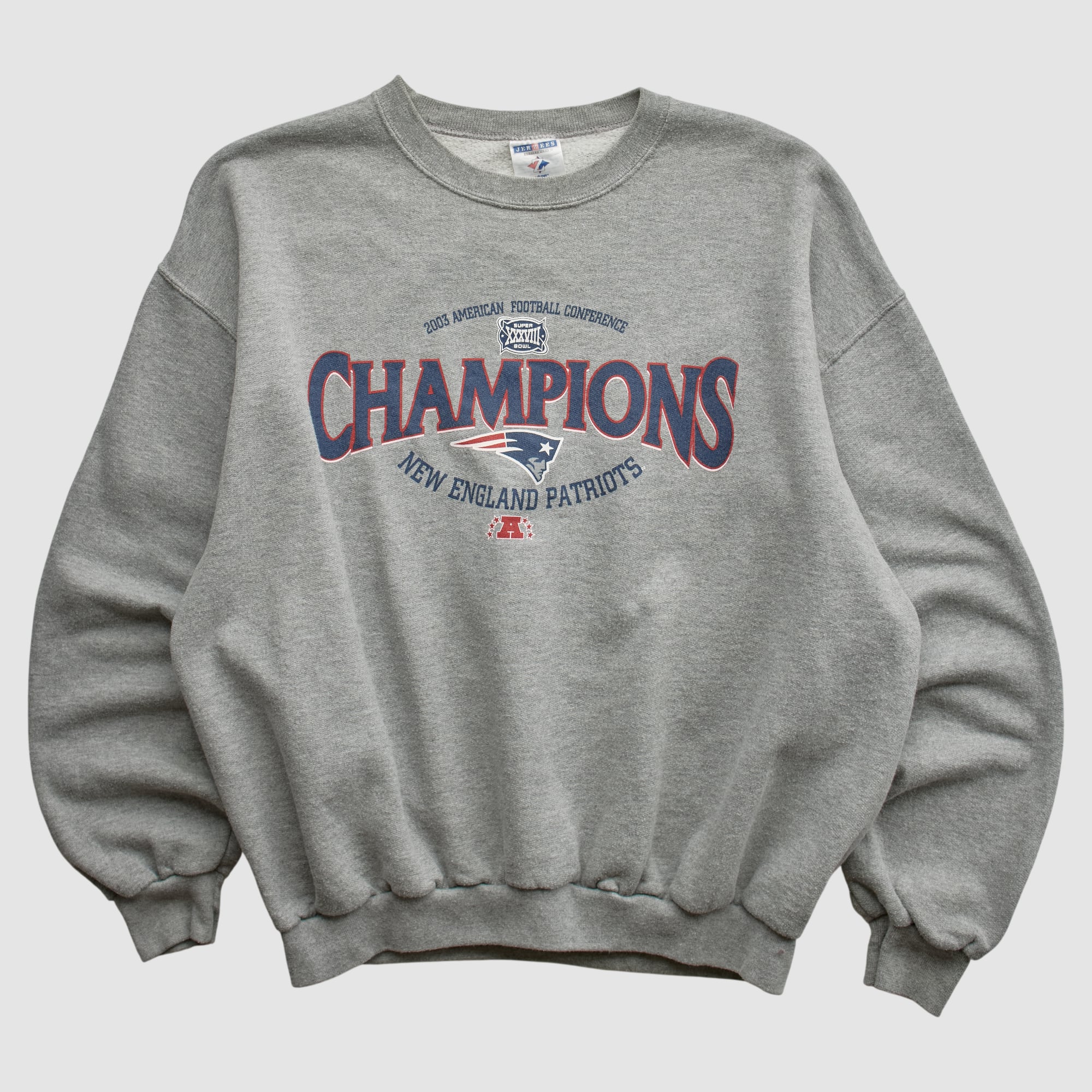 Super Bowl XXXVIII Jerzees 2003 Pullover Sweatshirt - Heather Gray - L