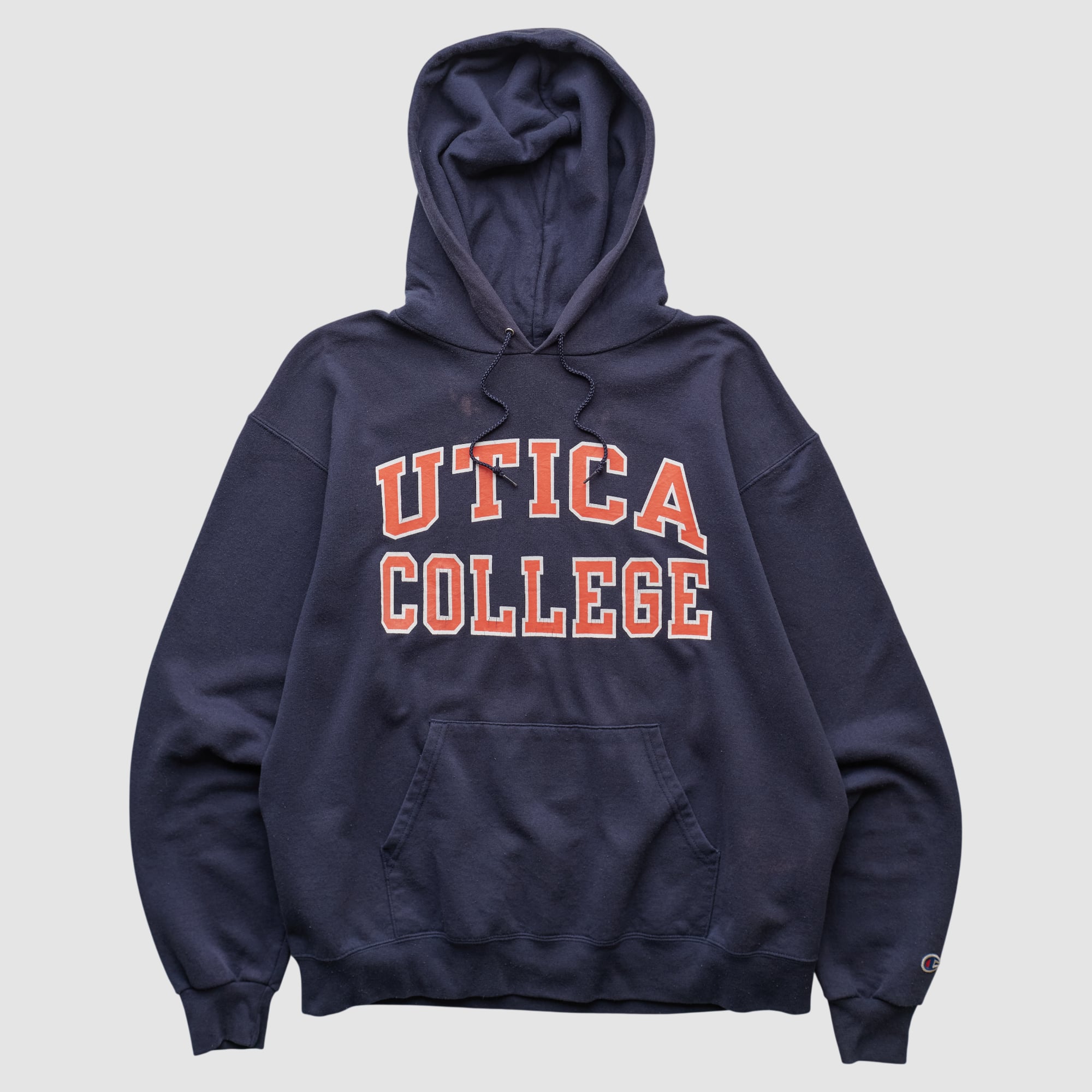 Utica Pioneers Champion 2000s Hooded Pullover Sweatshirt - Navy - L