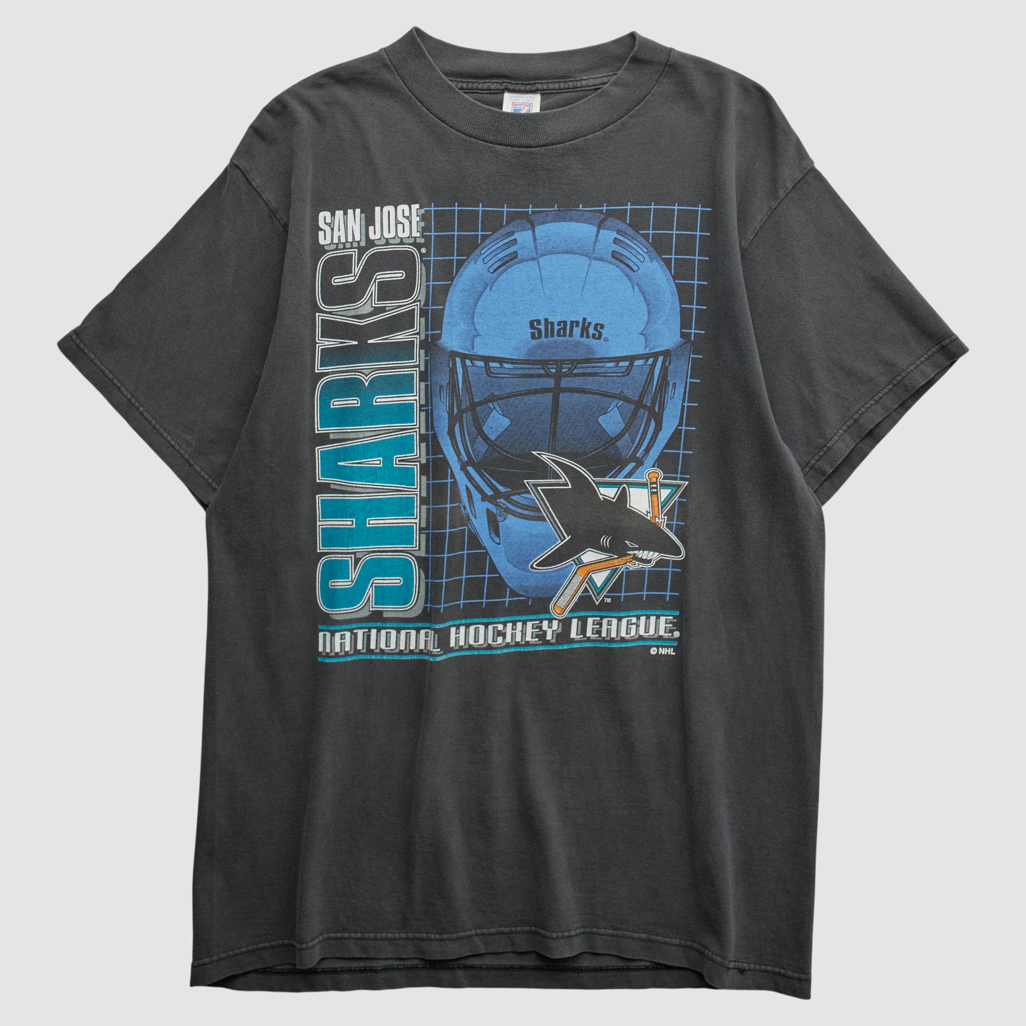 San Jose Sharks Logo 7 90s T-shirt - Black - M