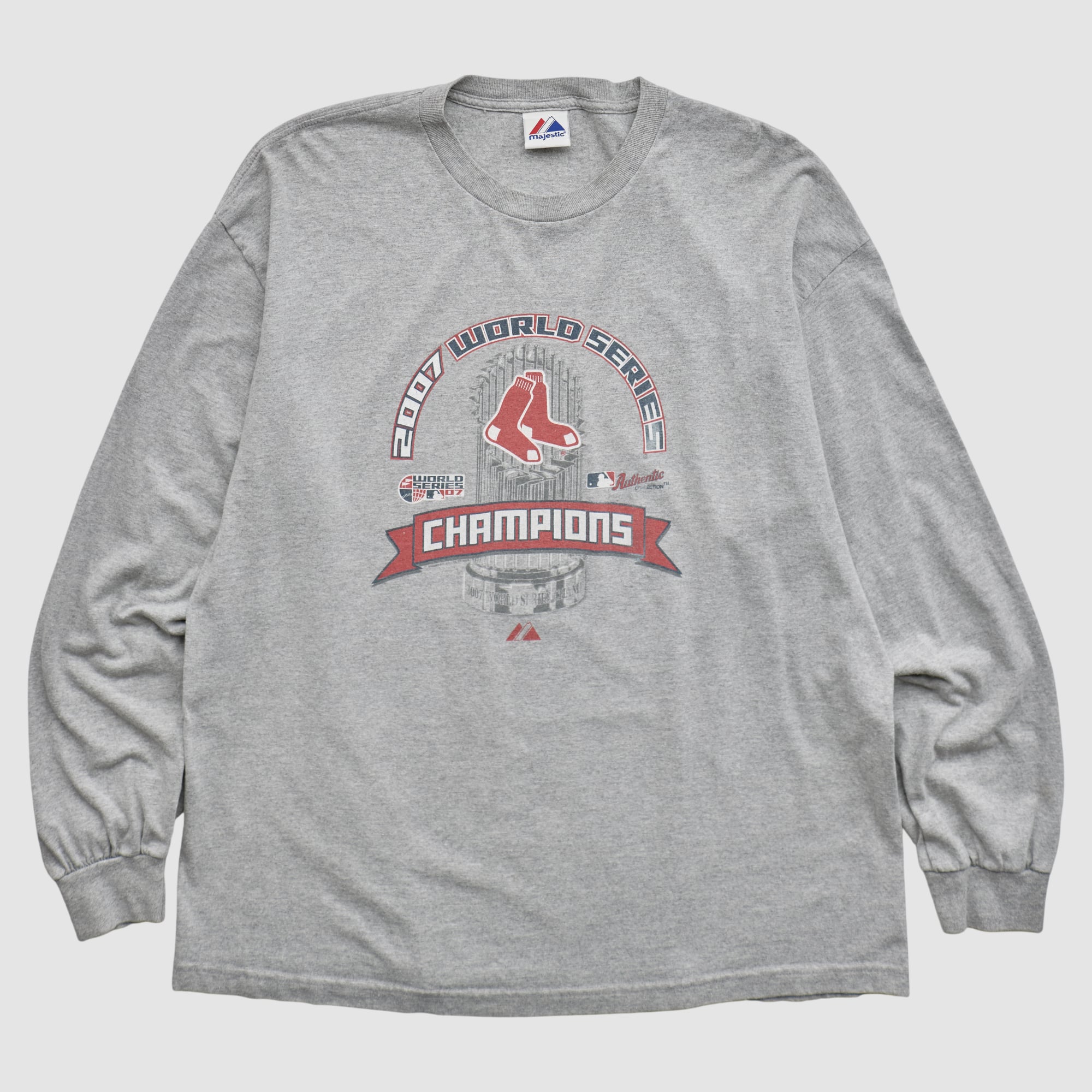 Boston Red Sox Majestic 2007 Long Sleeve T-shirt - Heather Gray - 2XL