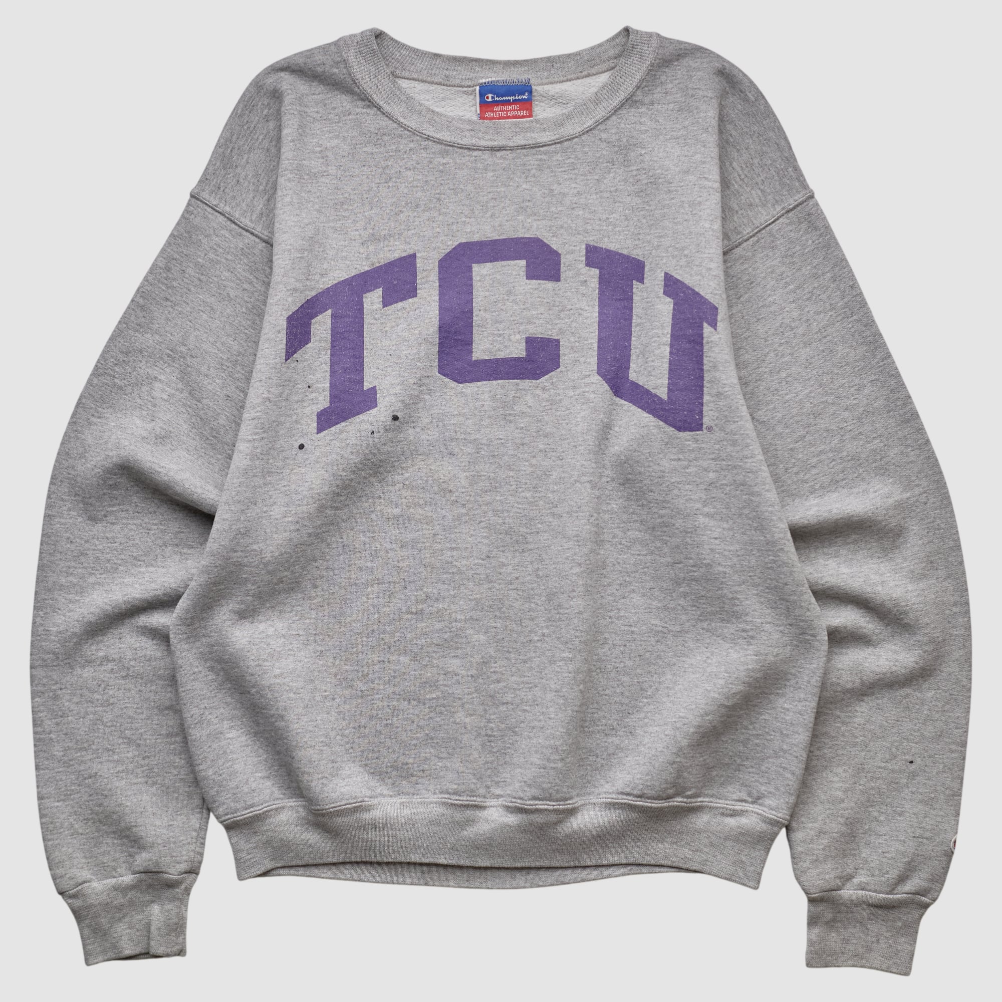TCU Horned Frogs Champion 2000s Pullover Sweatshirt - Heather Gray - XXS
