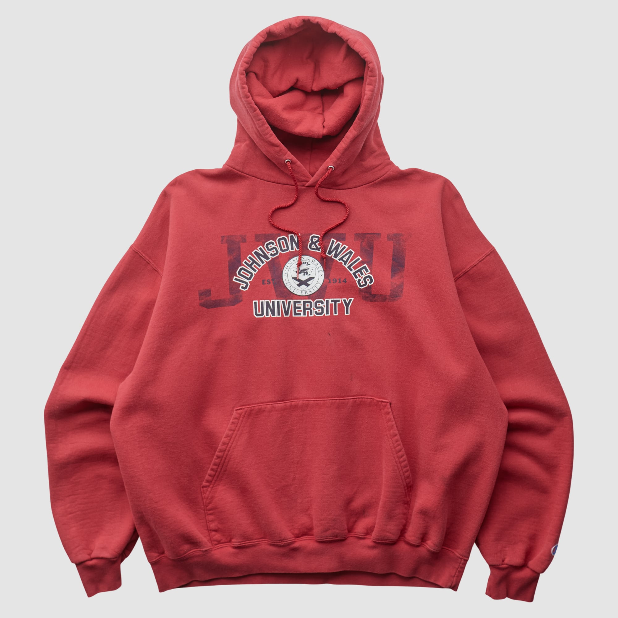 Johnson & Wales Wildcats Champion 2000s Hooded Pullover Sweatshirt - Red - L