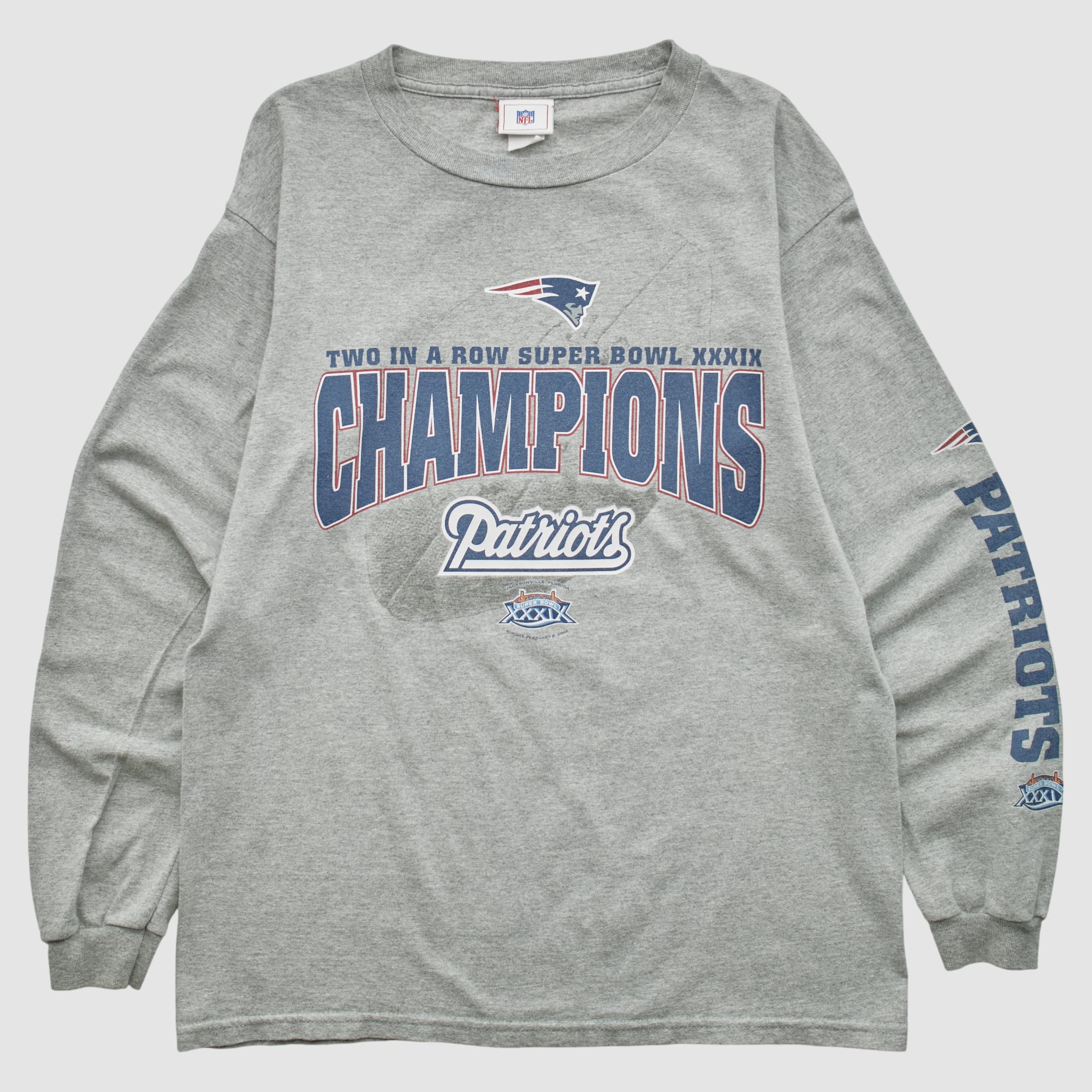 Super Bowl XXXIX NFL 2005 Long Sleeve T-shirt - Heather Gray - S