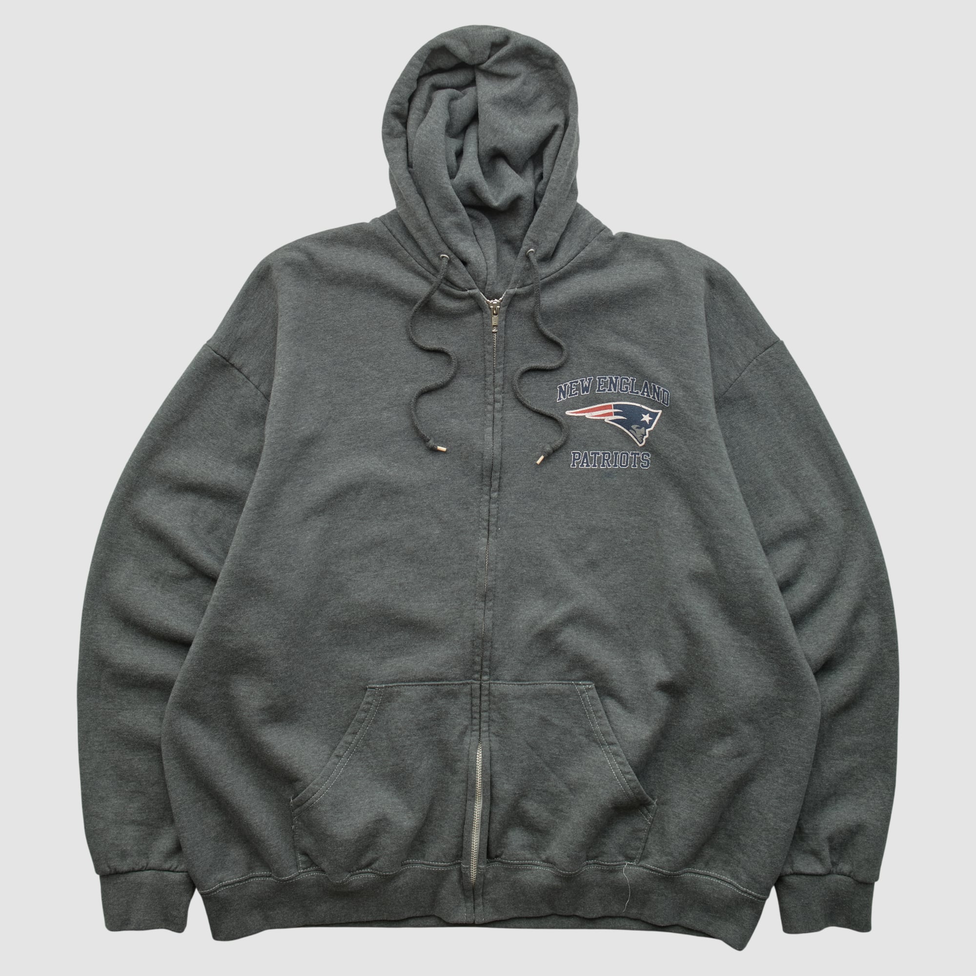 New England Patriots NFL 2010s Hooded Full Zip Sweatshirt - Dark Heather Gray - XL