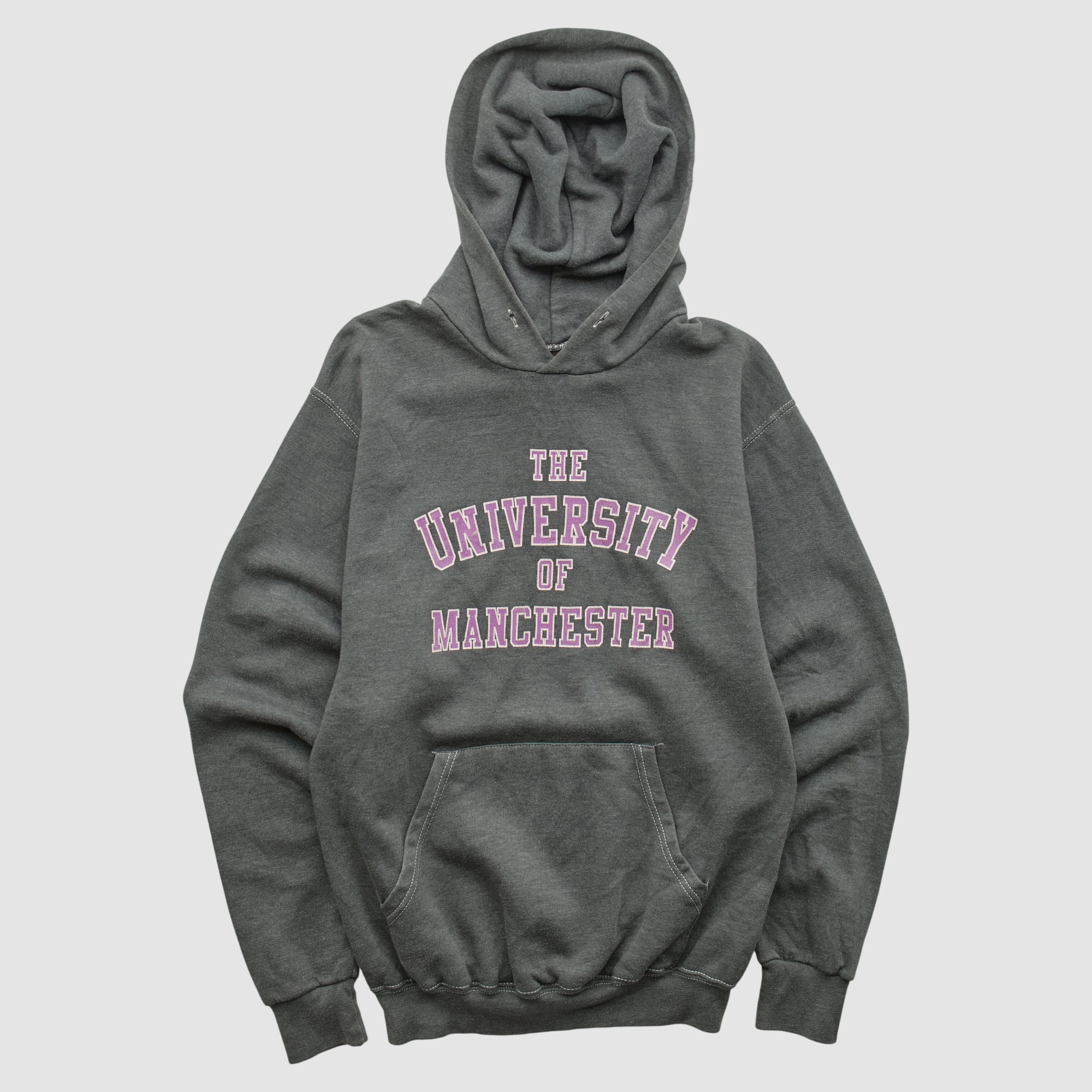 Manchester Spartans Jerzees 2000s Hooded Pullover Sweatshirt - Dark Heather Gray - XS
