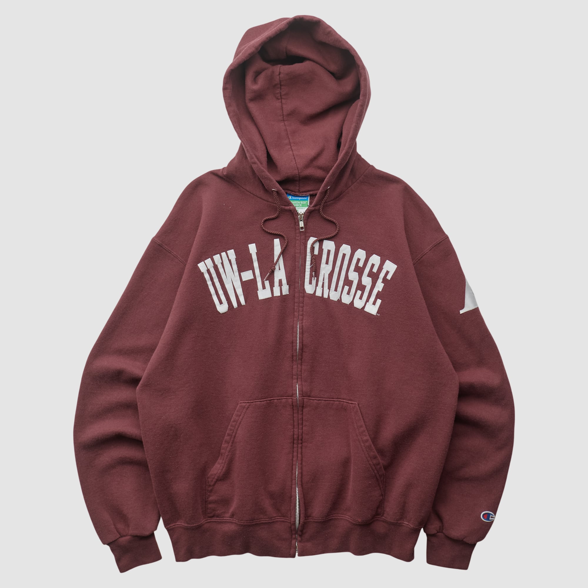 Wisconsin-La Crosse Eagles Champion 2010s Hooded Full Zip Sweatshirt - Maroon - S
