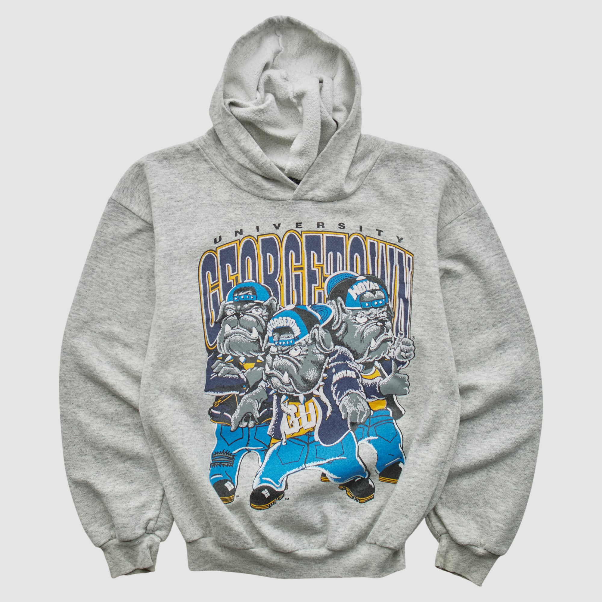 Georgetown University Pro-1 Sports 90s Hooded Pullover Sweatshirt - Heather Gray - Yth L