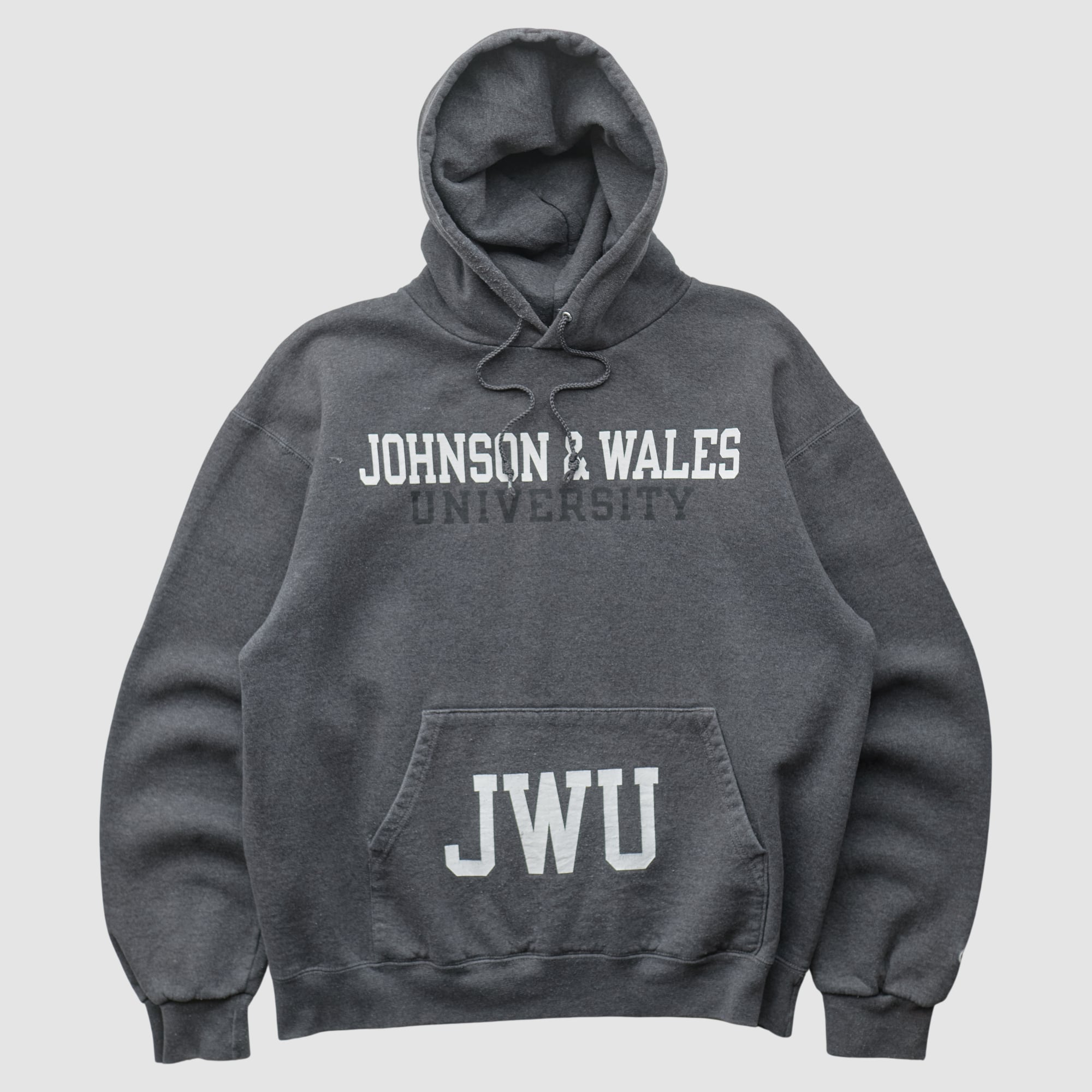 Johnson & Wales Wildcats Champion 2000s Hooded Pullover Sweatshirt - Dark Heather Gray - S