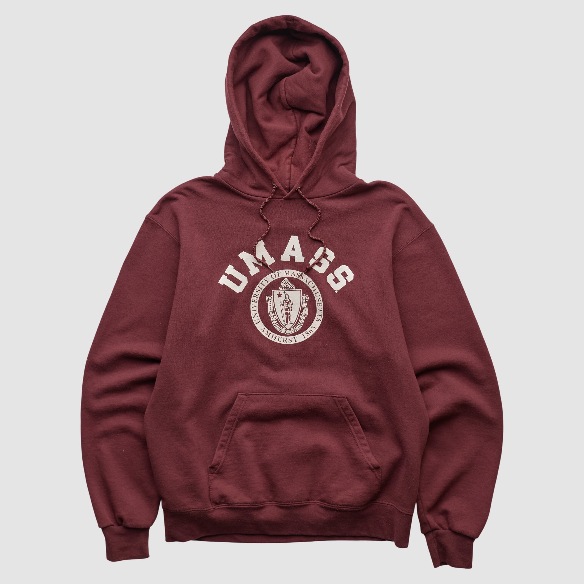UMass Minutemen Champion 2000s Hooded Pullover Sweatshirt - Maroon - XS