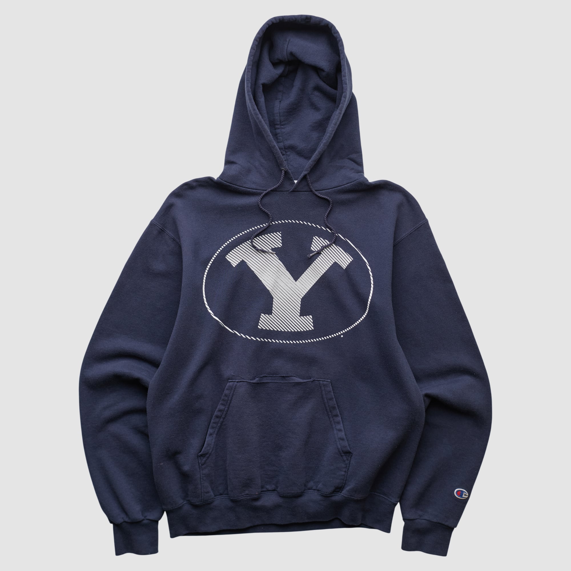 Yale Bulldogs Champion 2000s Hooded Pullover Sweatshirt - Navy - S