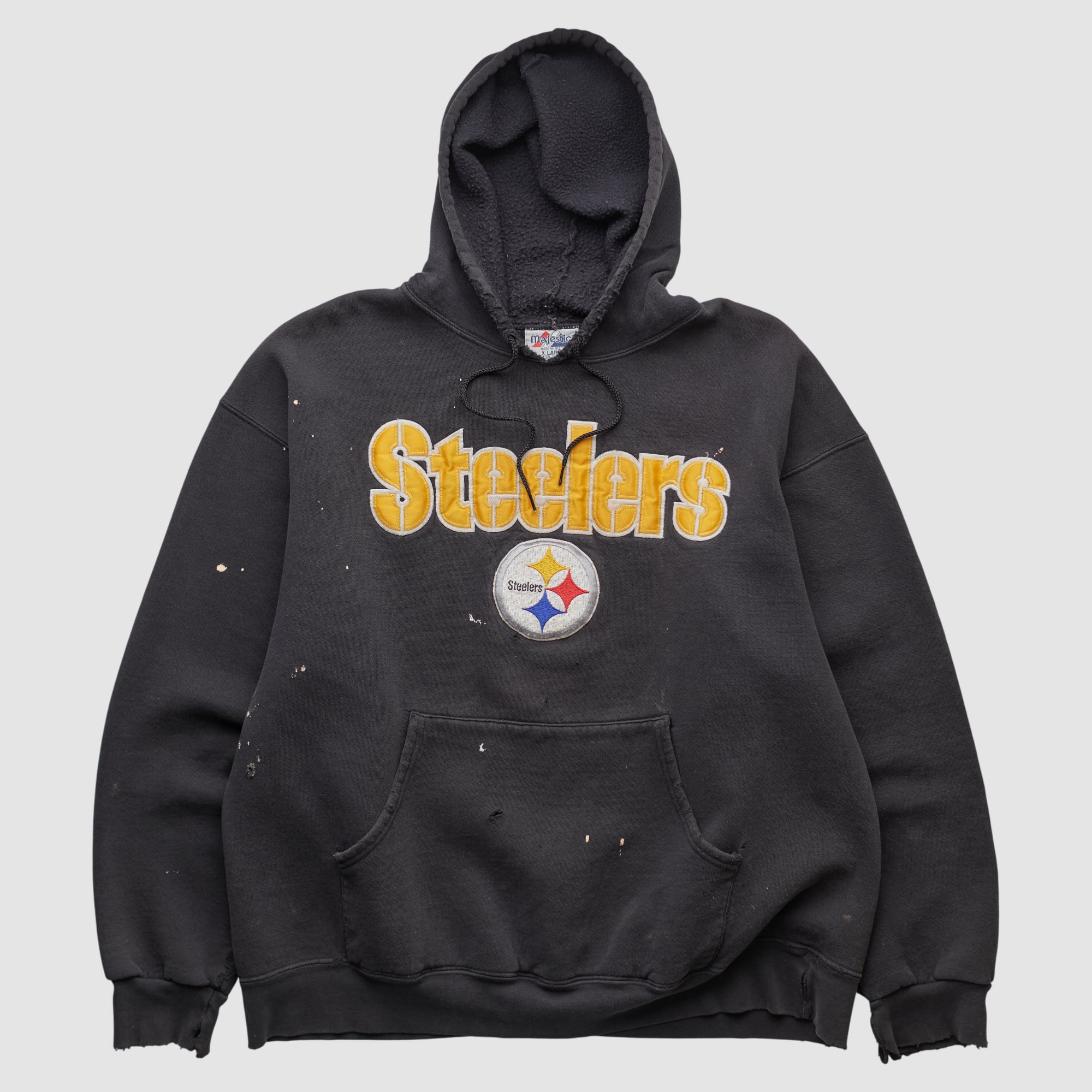 Pittsburgh Steelers Majestic 2000s Hooded Pullover Sweatshirt - Black - XL