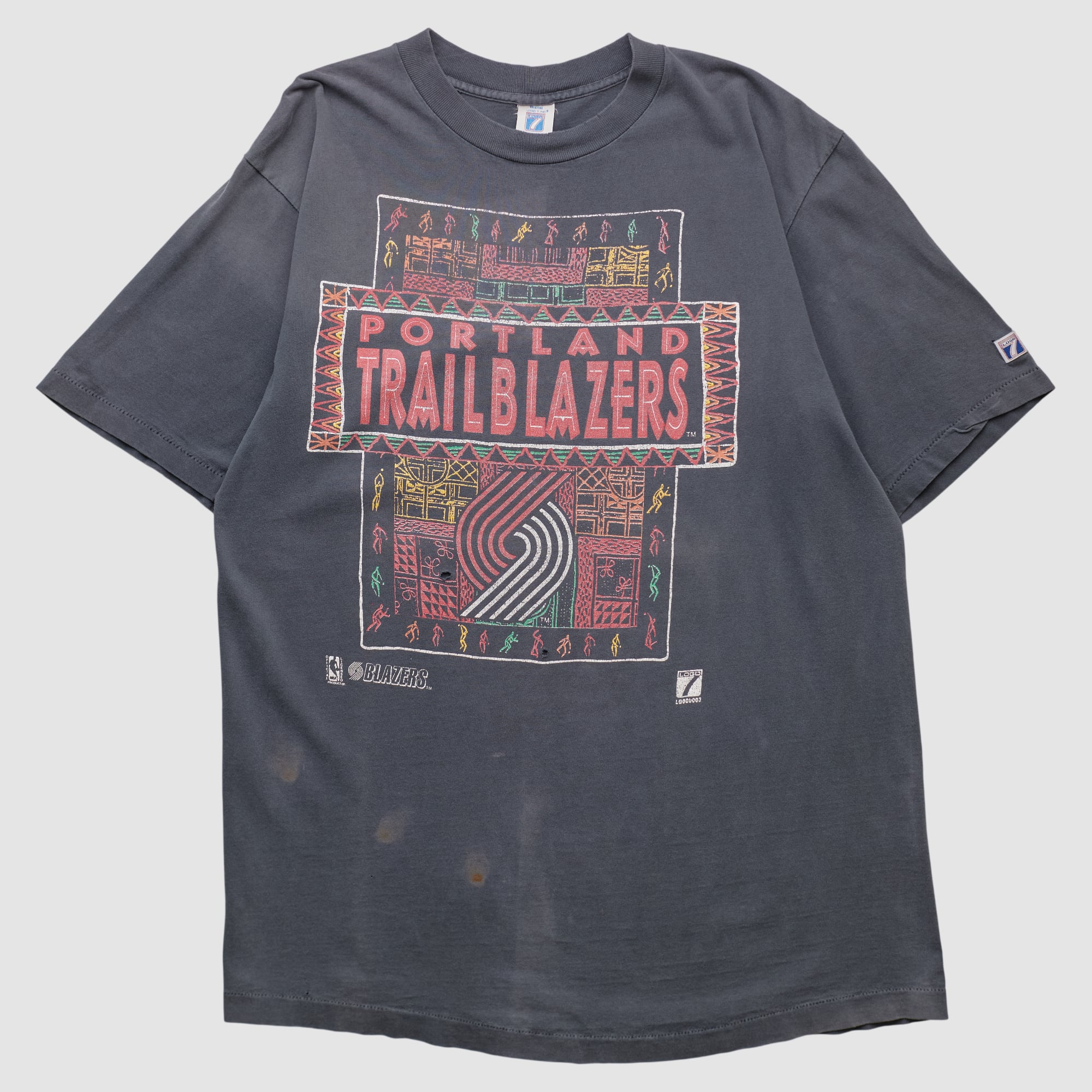 Portland Trail Blazers Logo 7 90s T-shirt - Charcoal - XL