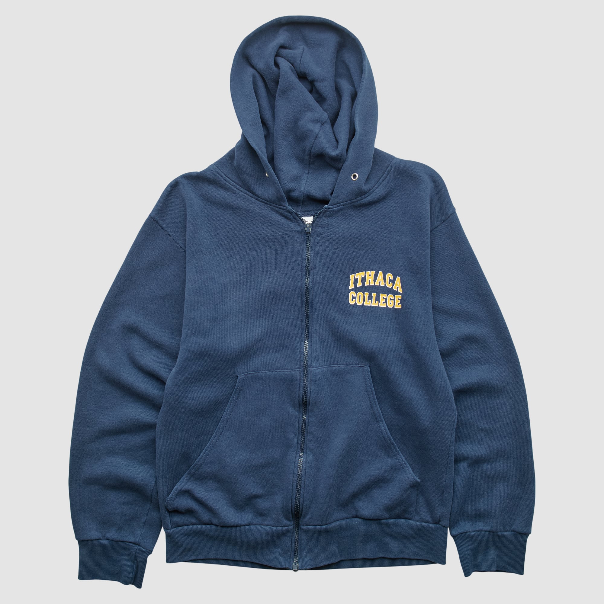 Ithaca College Bombers Cotton Exchange 2000s Hooded Full Zip Sweatshirt - Navy - XS
