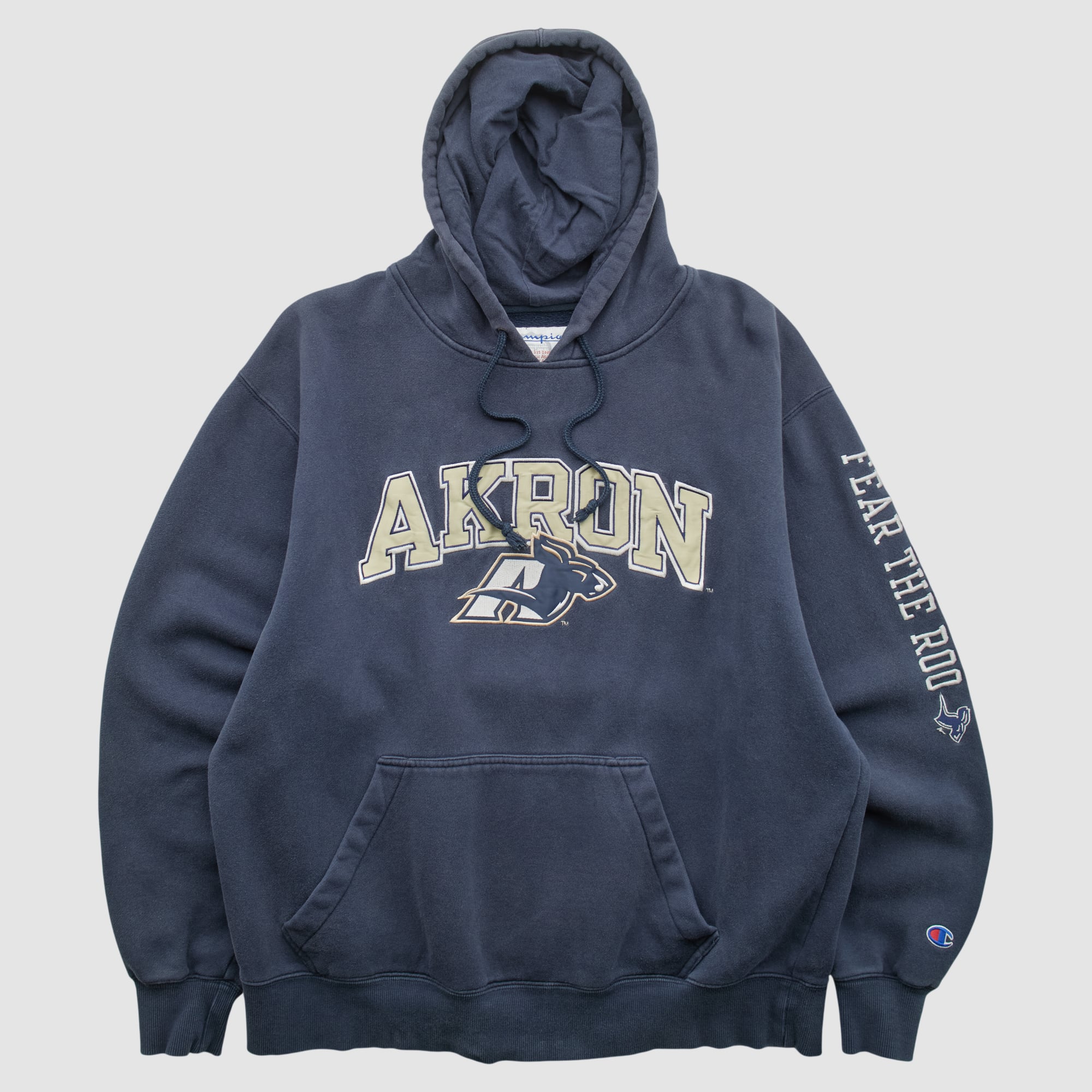 Akron Zips Champion 2000s Hooded Pullover Sweatshirt - Navy - M
