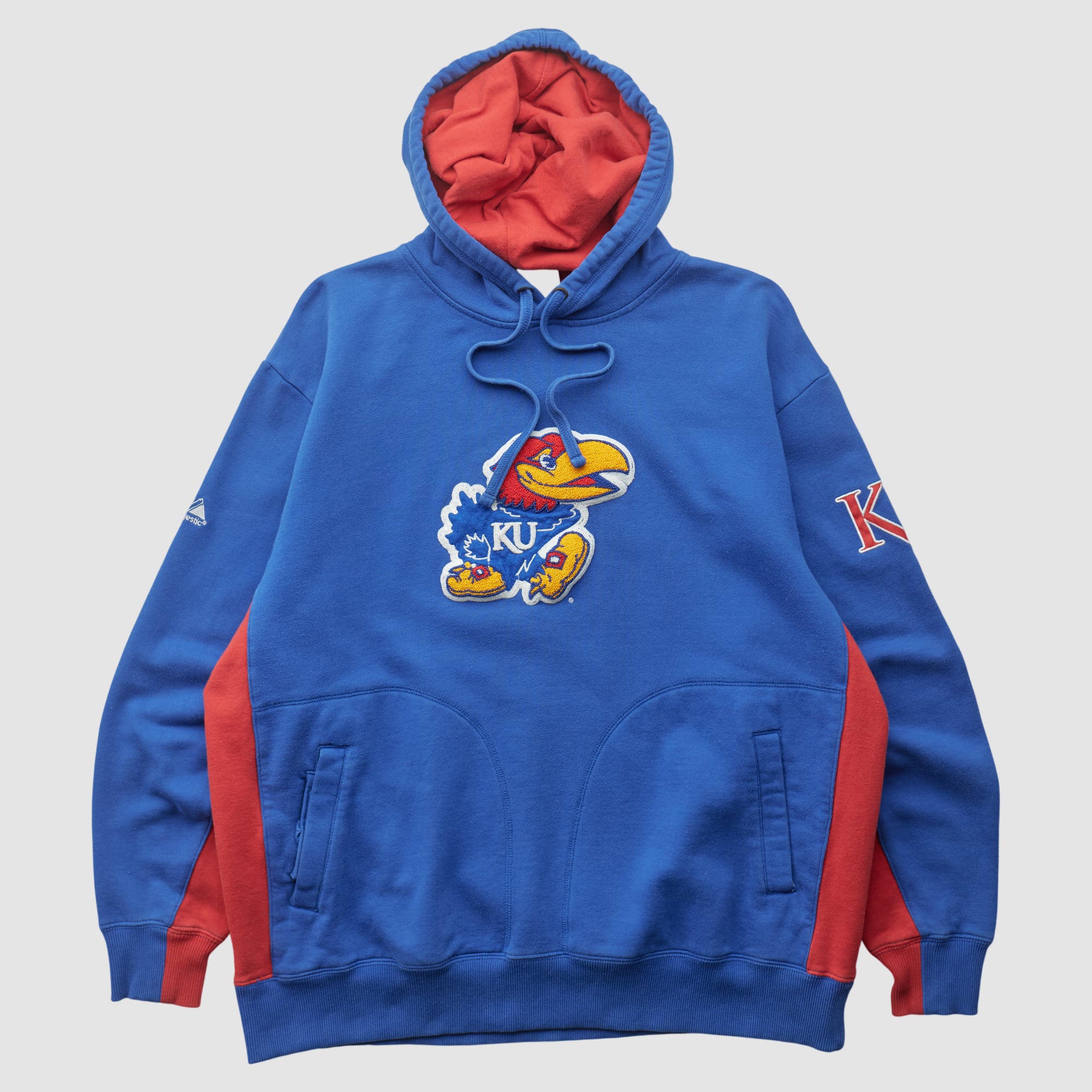 Kansas Jayhawks Majestic 2000s Hooded Pullover Sweatshirt - Blue - L