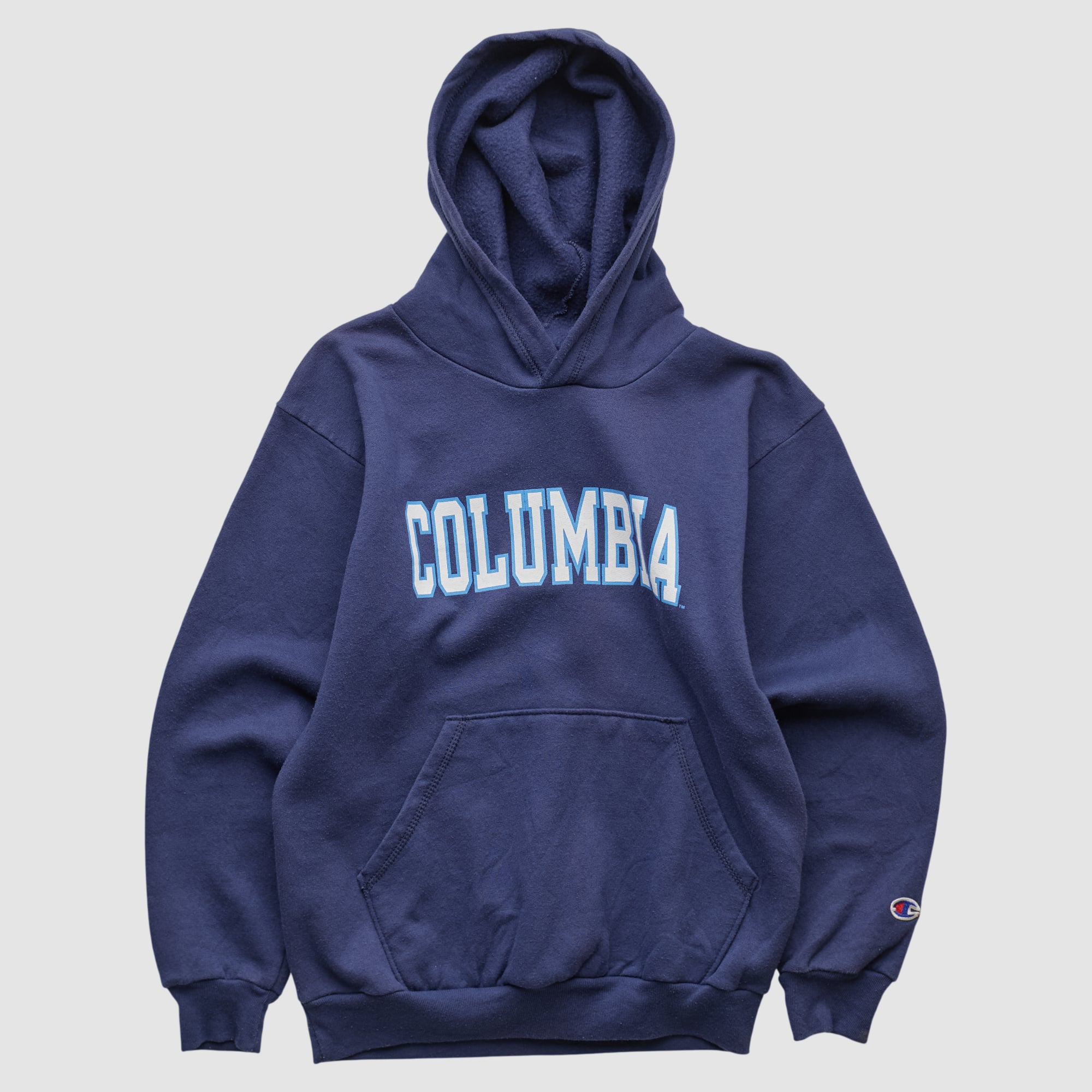 Columbia University Champion 2000s Hooded Pullover Sweatshirt - Navy - Yth L