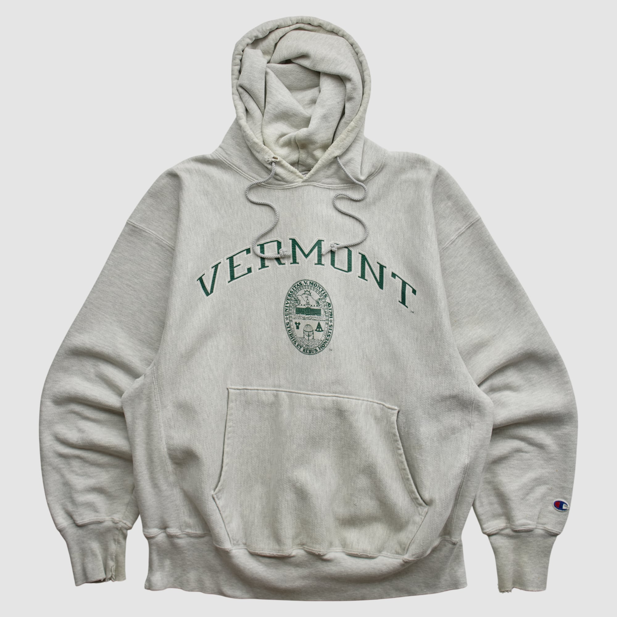 Vermont Catamounts Champion 90s Hooded Pullover Sweatshirt - Gray - L