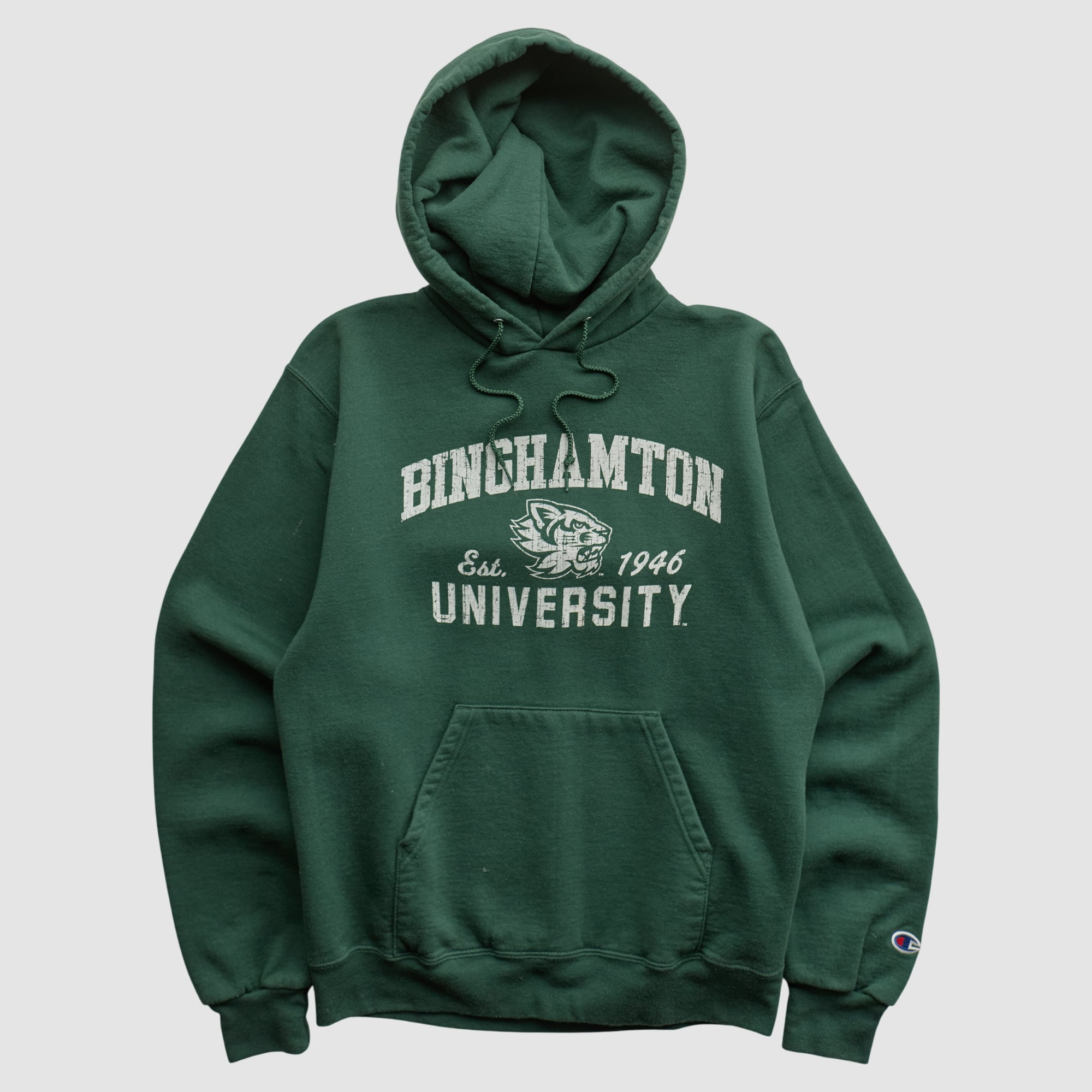 Binghamton Bearcats Champion 2000s Hooded Pullover Sweatshirt - Green - S