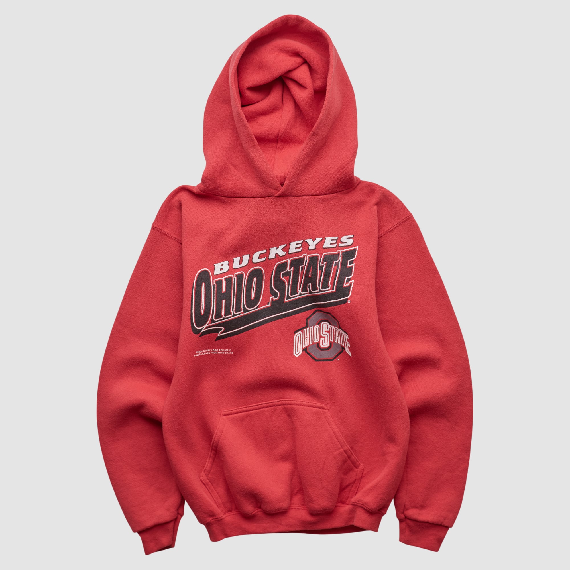 Ohio State Buckeyes Logo 7 90s Hooded Pullover Sweatshirt - Red - Yth L