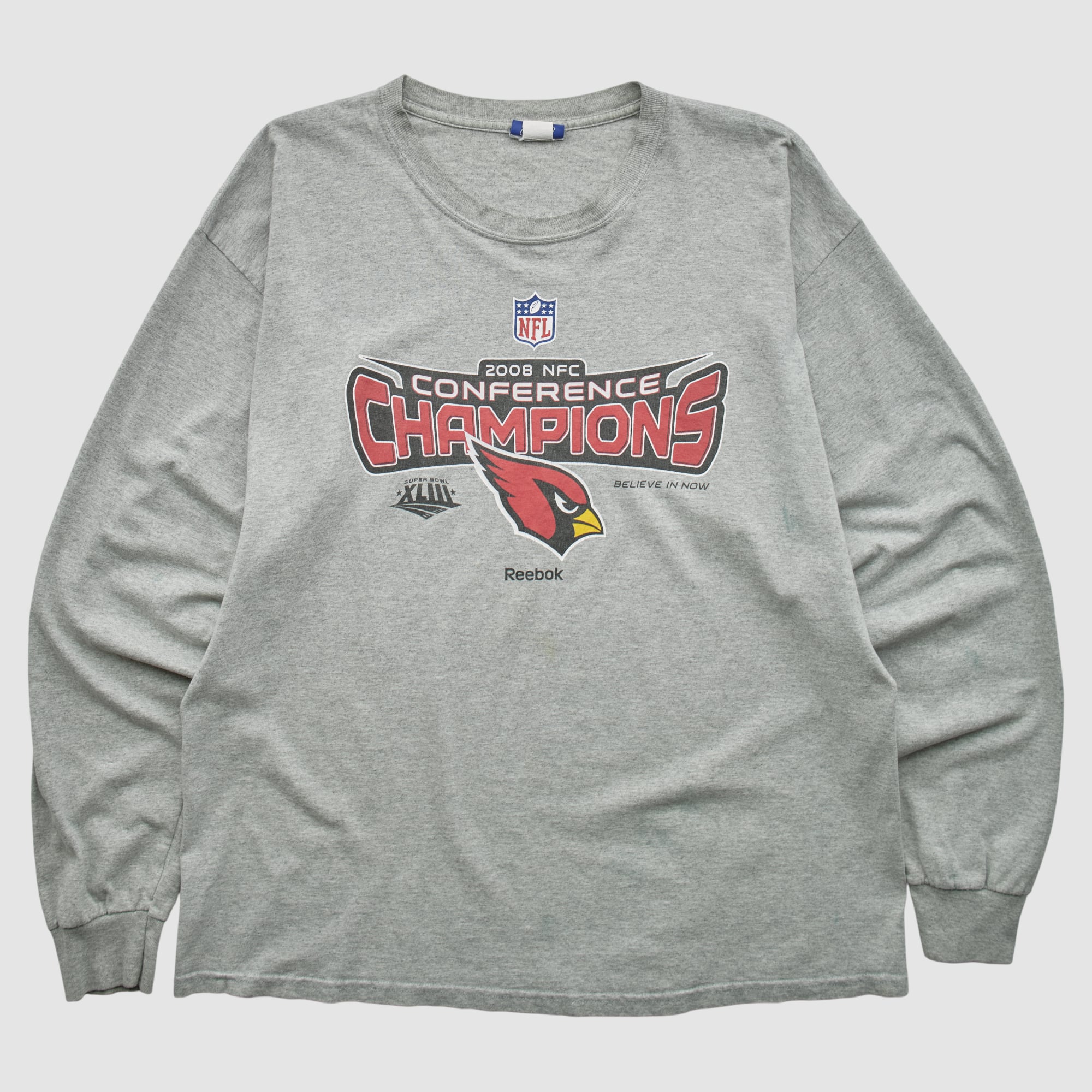 Arizona Cardinals Reebok 2008 Long Sleeve T-shirt - Heather Gray - XL